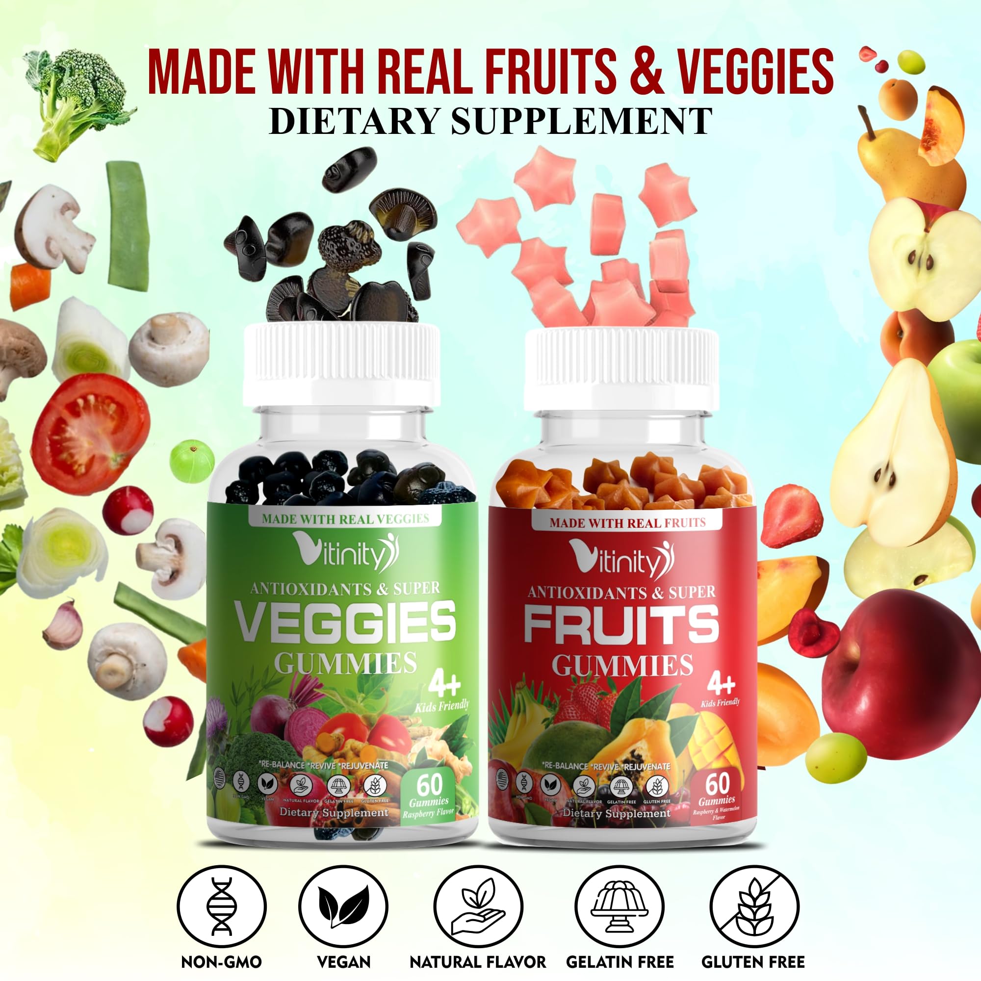 VITINITY Made with Real Fruit-Real Veggie Gummies-Superfood Vegetable Vitamin Supplement for Women,Men,Kids-Blend of Fruit and Greens for Daily Health.Fruits and Vegetables Supplements (30-Day Supply) - TrustMedUSA