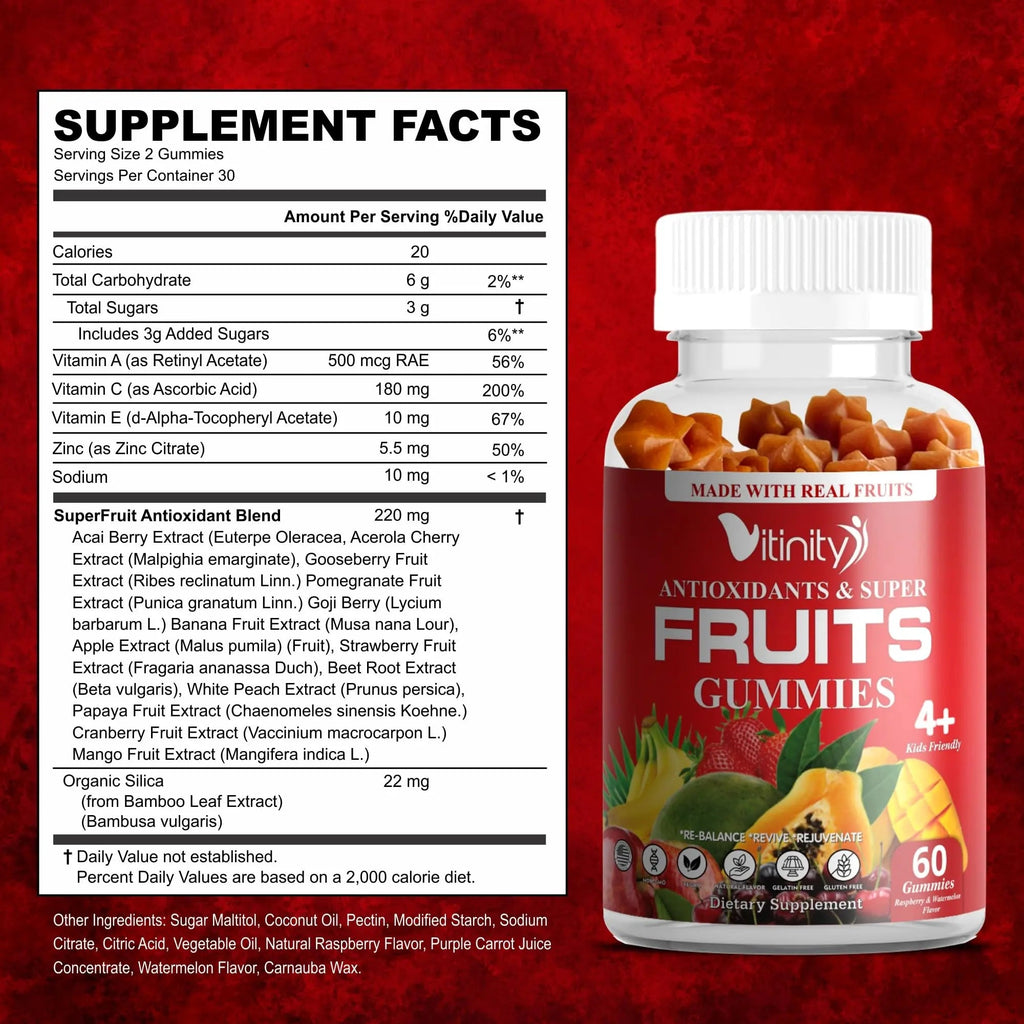 VITINITY Made with Real Super Fruits Delicious Gummy Supplement,Men,Women & Kids - TrustMedUSA