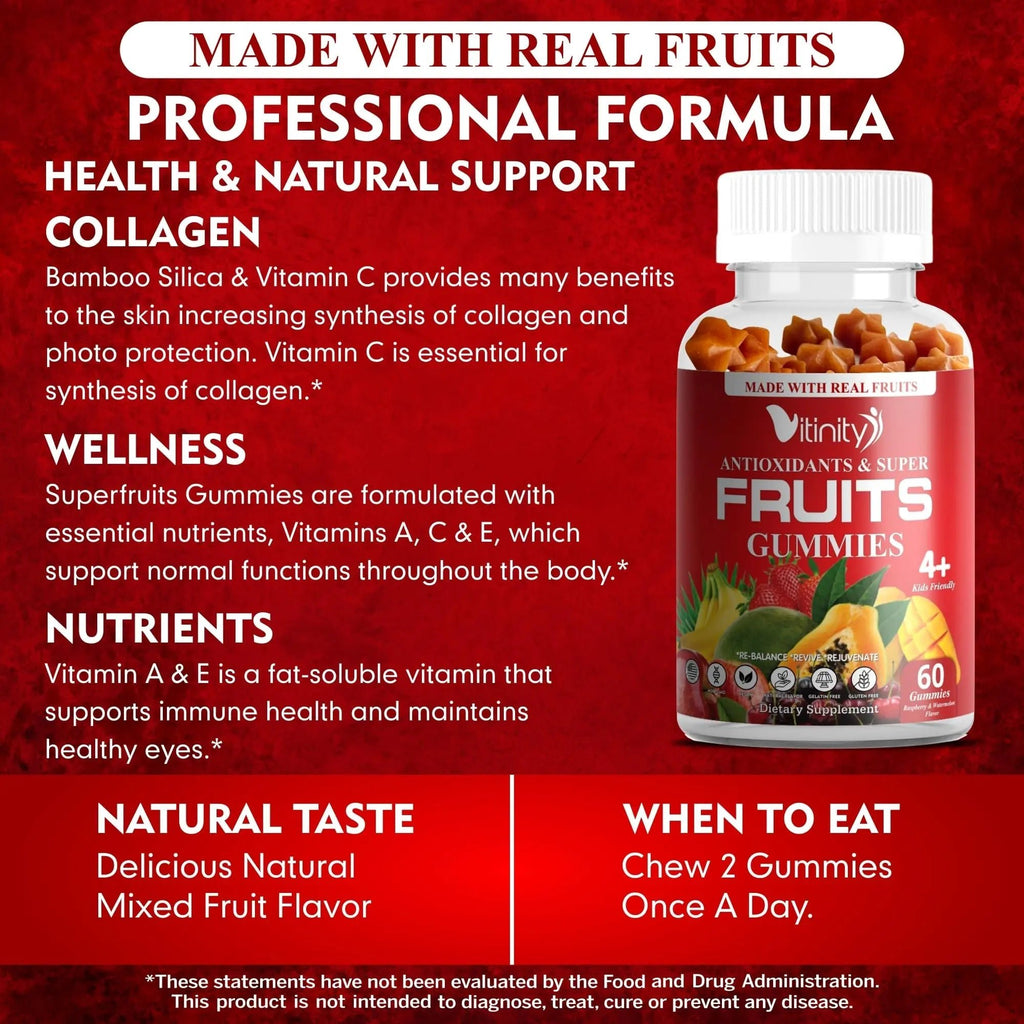 VITINITY Made with Real Super Fruits Delicious Gummy Supplement,Men,Women & Kids - TrustMedUSA