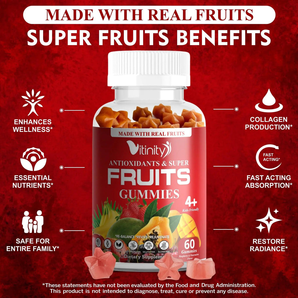 VITINITY Made with Real Super Fruits Delicious Gummy Supplement,Men,Women & Kids - TrustMedUSA