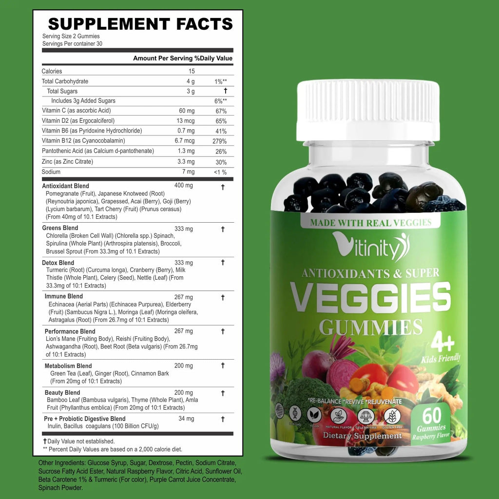 VITINITY Made with Real Super Veggies Delicious Gummy Supplement,Men,Women & Kids - TrustMedUSA