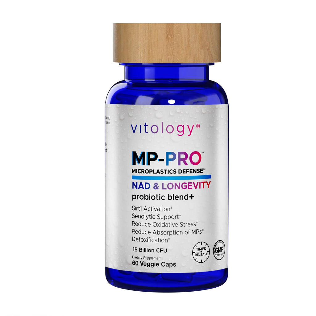 Vitology MP-PRO Microplastics Defense | 15 Billion CFU Probiotic + Antioxidant Blend | NMN, NAC, Glutathione, Resveratrol & Charcoal | Supports Cellular Detox, Longevity & Gut Health – 60 Capsules - TrustMedUSA
