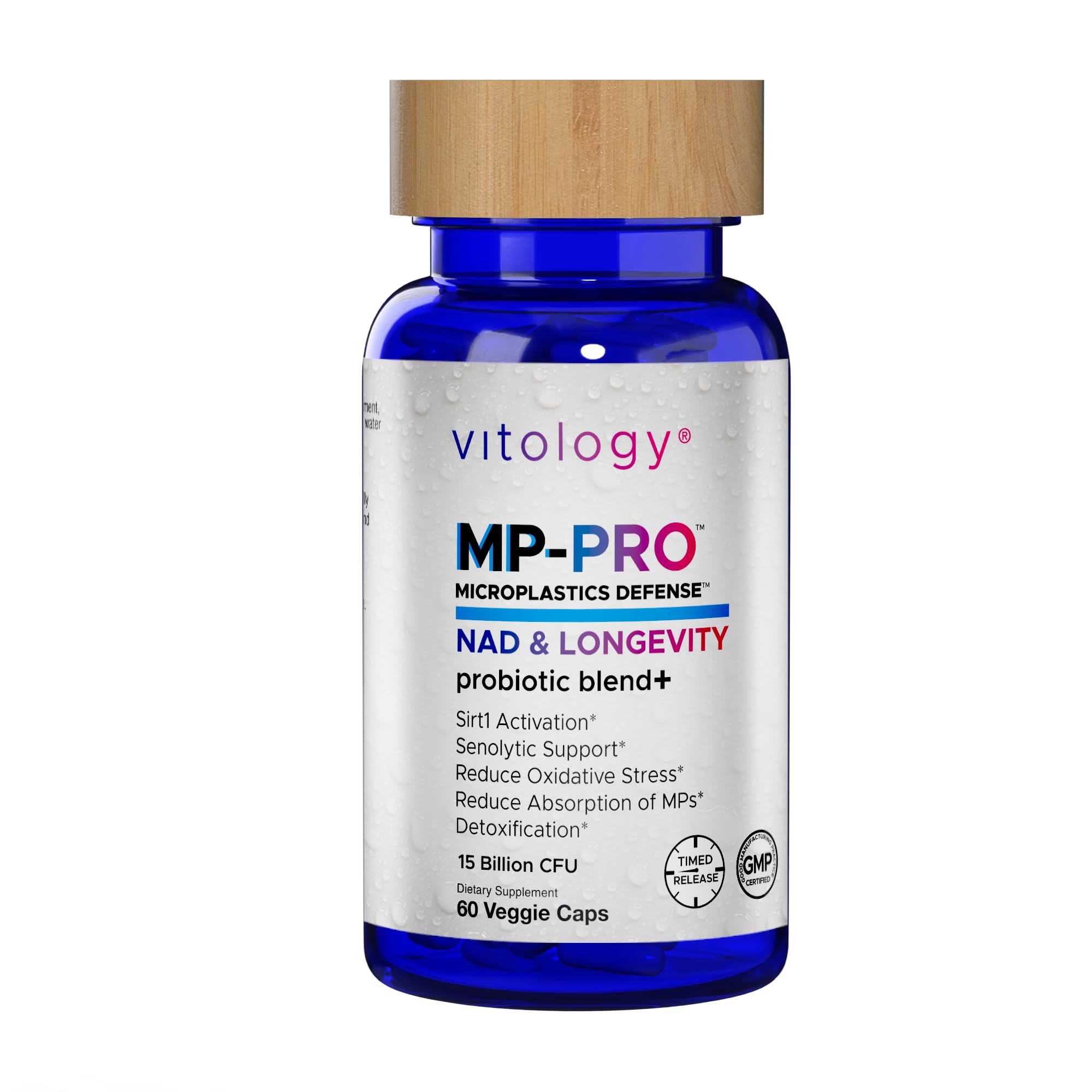 Vitology MP-PRO Microplastics Defense | 15 Billion CFU Probiotic + Antioxidant Blend | NMN, NAC, Glutathione, Resveratrol & Charcoal | Supports Cellular Detox, Longevity & Gut Health – 60 Capsules - TrustMedUSA