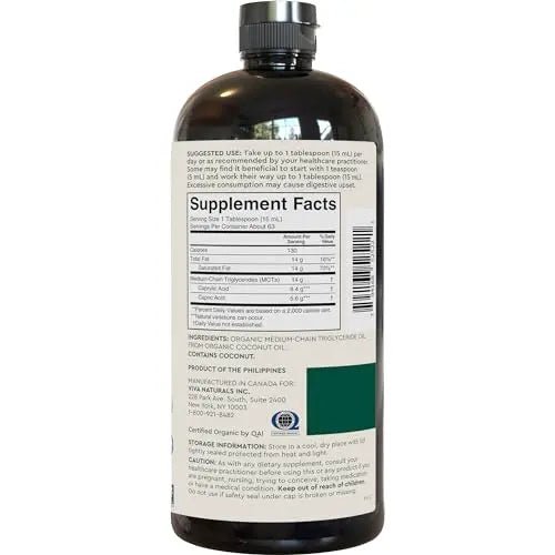 Viva Naturals Organic MCT Oil for Keto Coffee (32 fl oz) - Best MCT Oil Supplement - TrustMedUSA