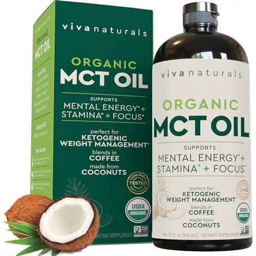 Viva Naturals Organic MCT Oil for Keto Coffee (32 fl oz) - Best MCT Oil Supplement - TrustMedUSA