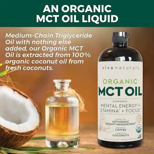 Viva Naturals Organic MCT Oil for Keto Coffee (32 fl oz) - Best MCT Oil Supplement - TrustMedUSA