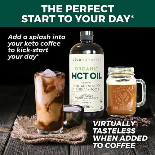 Viva Naturals Organic MCT Oil for Keto Coffee (32 fl oz) - Best MCT Oil Supplement - TrustMedUSA