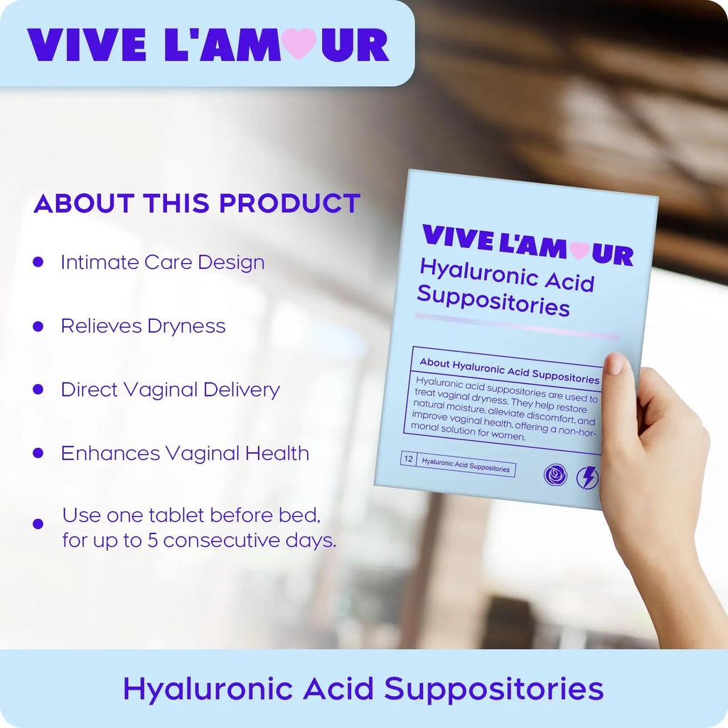 Vive L'Amour 15mg Hyaluronic Acid Vaginal Suppositories (2-Pack, 24 Count), Vaginal Moisturizer, Continuous Hydration, Relieves Vaginal Dryness, Restores Natural Softness & Elasticity, Vaginal Health - TrustMedUSA