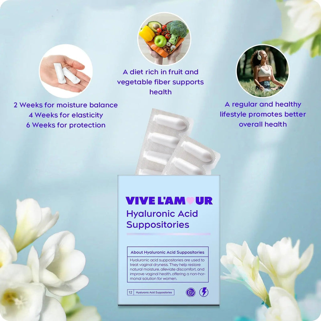 Vive L'Amour 15mg Hyaluronic Acid Vaginal Suppositories (2-Pack, 24 Count), Vaginal Moisturizer, Continuous Hydration, Relieves Vaginal Dryness, Restores Natural Softness & Elasticity, Vaginal Health - TrustMedUSA