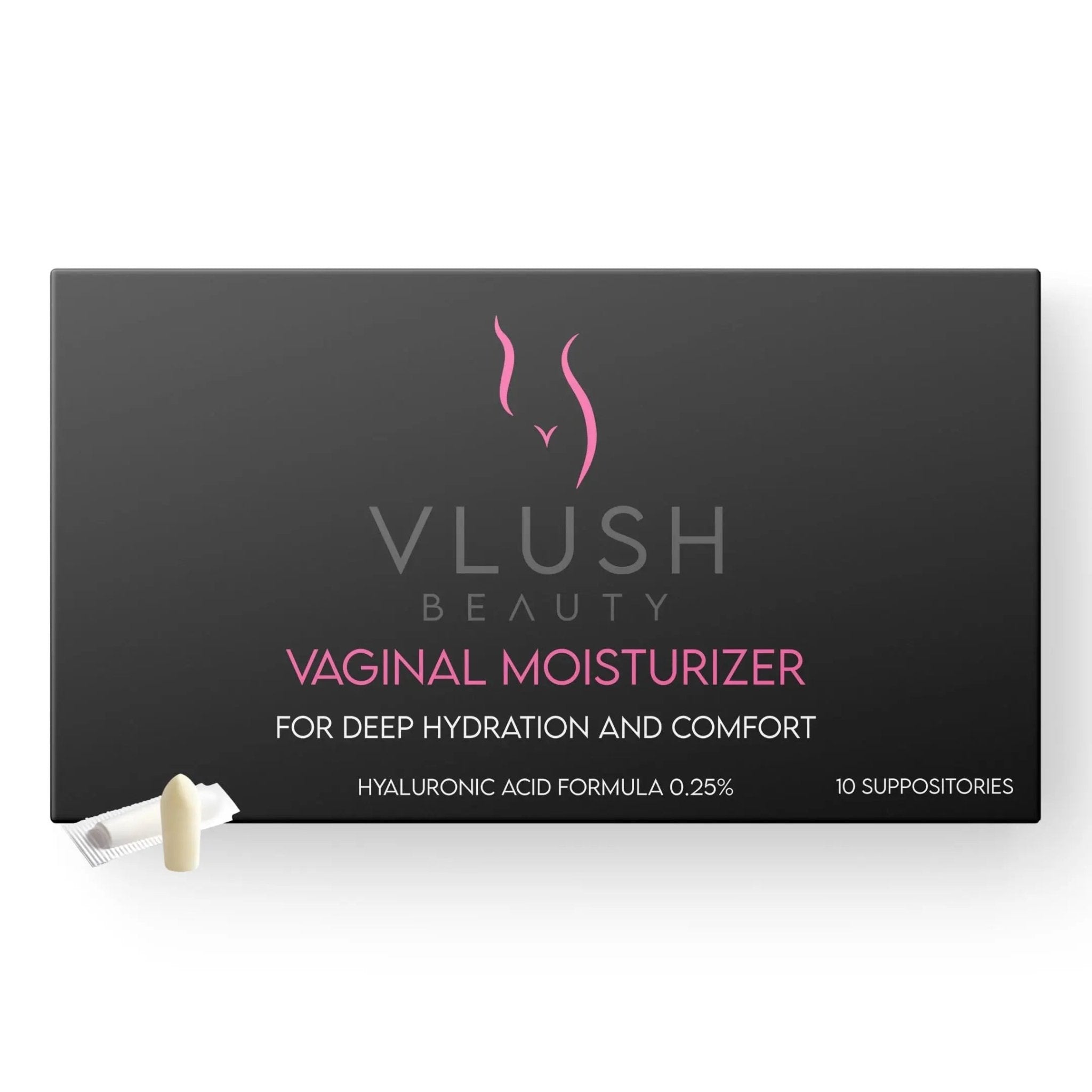 VLUSH Vaginal Moisturizer Suppositories - Deep Hydration with Hyaluronic Acid for Vaginal Dryness, Menopause Support & Daily Comfort, Made in FDA Registered Facility - Hormone-Free (10 Count) - TrustMedUSA