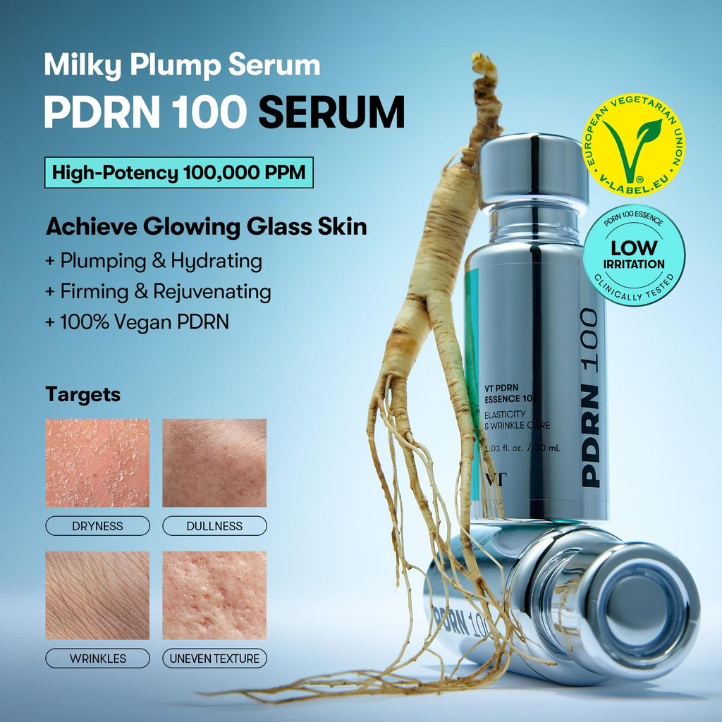 VT COSMETICS PDRN 100 Essence, Intensive Glow Serum, 100,000ppm Vegan PDRN, Skin Restoration & Plumping, Hydrating & Moisturizing - TrustMedUSA