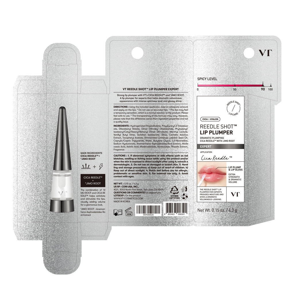 VTCOSMETICS Reedle Shot Lip Plumper, 0.15 oz (4.3 g), Moisturizing, Transparent, Lip Gloss, Fragrance-free, Korean Cosmetics (Expert) - TrustMedUSA
