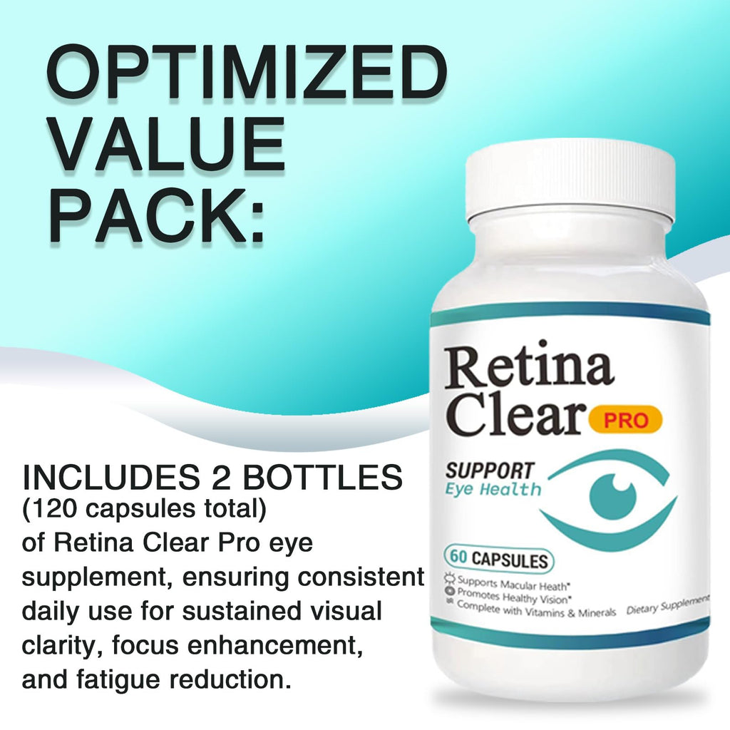 Vunexo Retina Clear Pro Eye Health Support Supplement, with Minerals and Vitamins, Lutein and Bilberry Extract Supports Visual Clarity, Eye Fatigue Relief & Focus（2PCS - TrustMedUSA