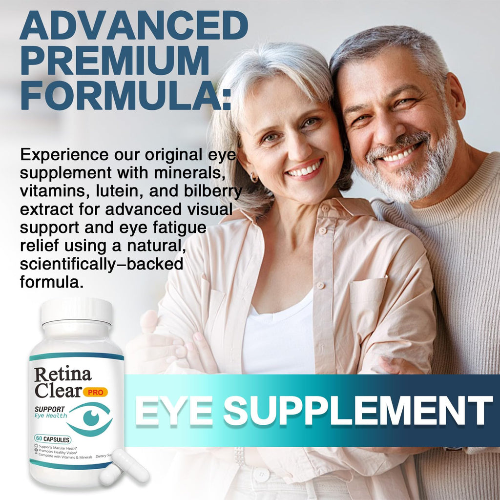 Vunexo Retina Clear Pro Eye Health Support Supplement, with Minerals and Vitamins, Lutein and Bilberry Extract Supports Visual Clarity, Eye Fatigue Relief & Focus（2PCS - TrustMedUSA