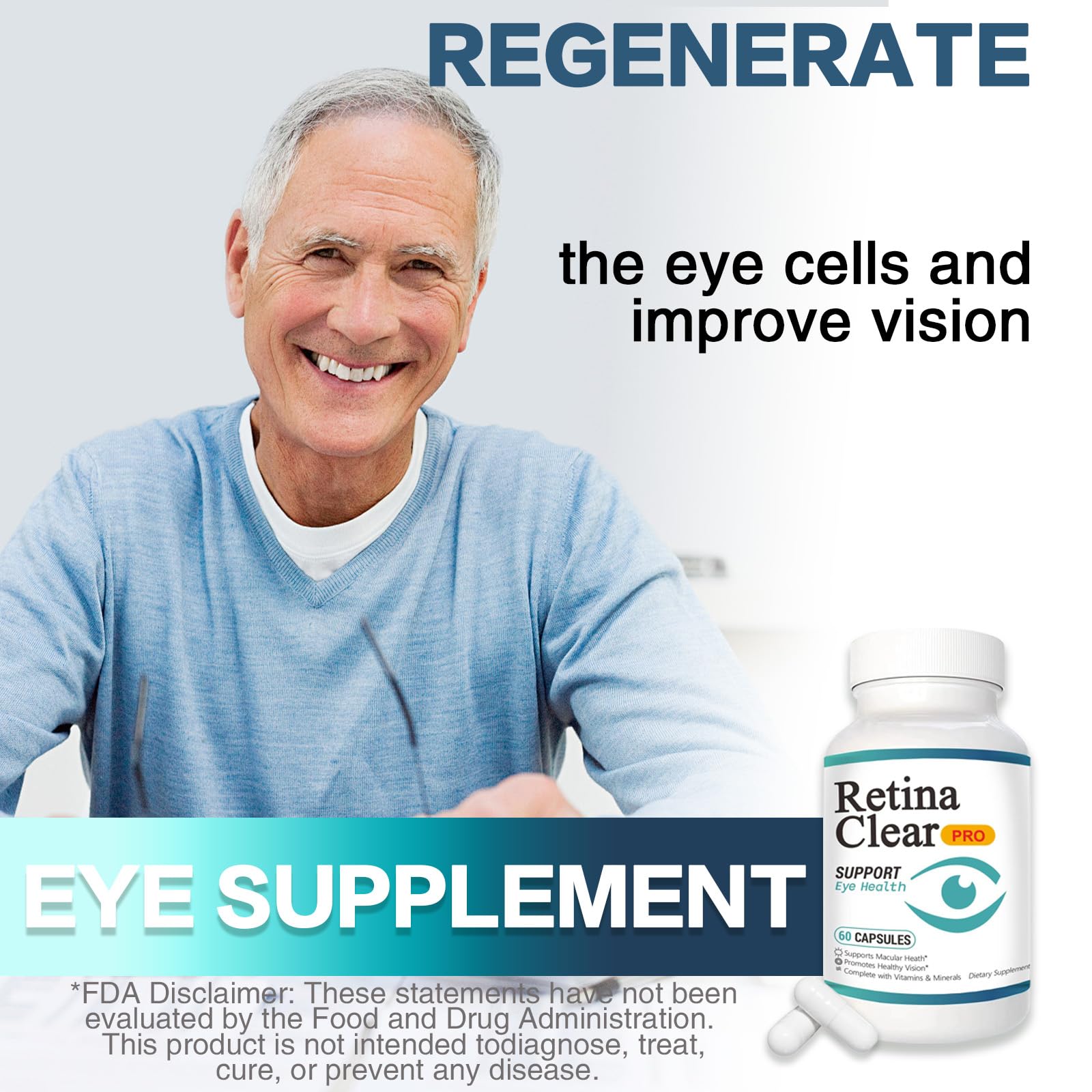 Vunexo Retina Clear Pro Eye Health Support Supplement, with Minerals and Vitamins, Lutein and Bilberry Extract Supports Visual Clarity, Eye Fatigue Relief & Focus（2PCS - TrustMedUSA