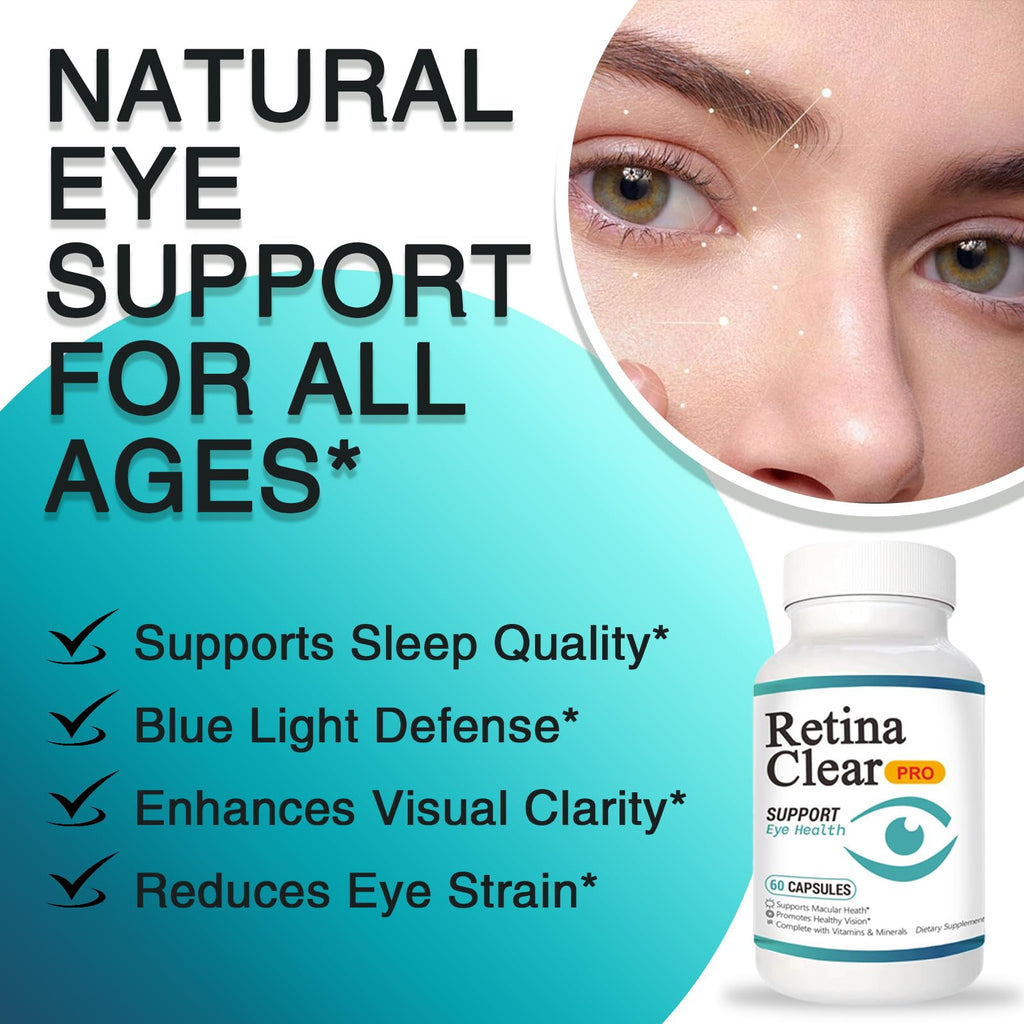 Vunexo Retina Clear Pro Eye Health Support Supplement, with Minerals and Vitamins, Lutein and Bilberry Extract Supports Visual Clarity, Eye Fatigue Relief & Focus（2PCS - TrustMedUSA