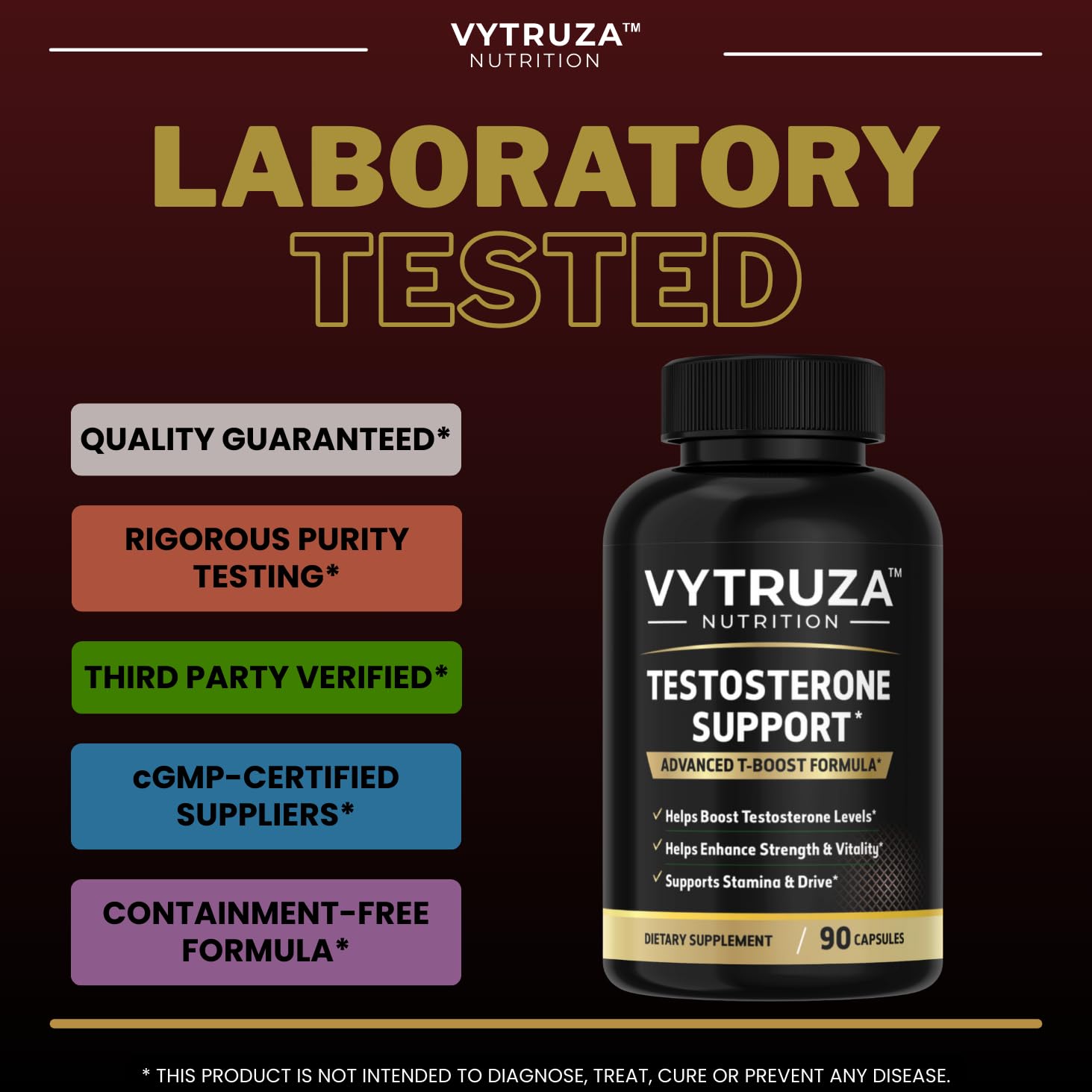 VYTRUZA Nutrition Advanced T-Boost Formula Test Support Capsules, Premium Ingredients, Energy, Strength Support Supplement for Men, 90 Capsules - TrustMedUSA