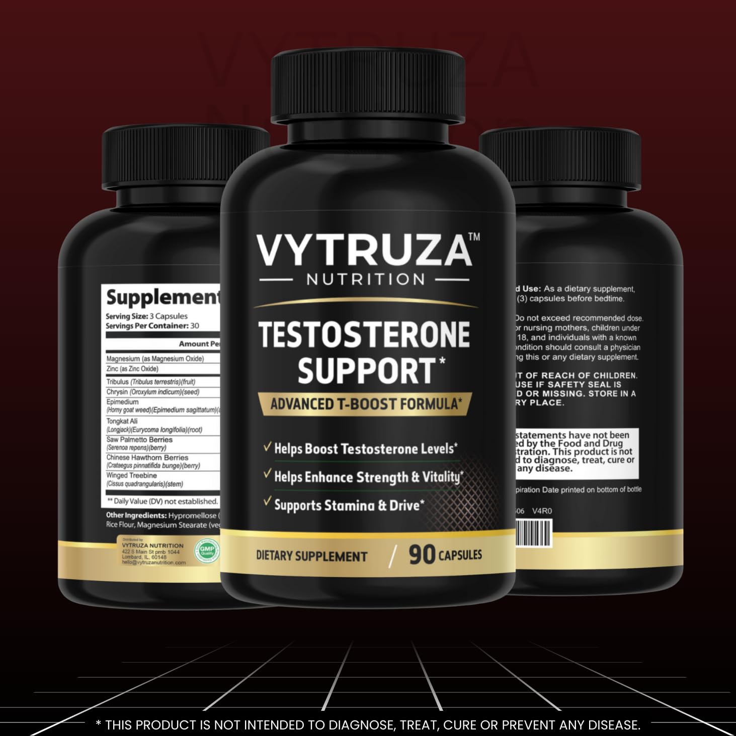 VYTRUZA Nutrition Advanced T-Boost Formula Test Support Capsules, Premium Ingredients, Energy, Strength Support Supplement for Men, 90 Capsules - TrustMedUSA
