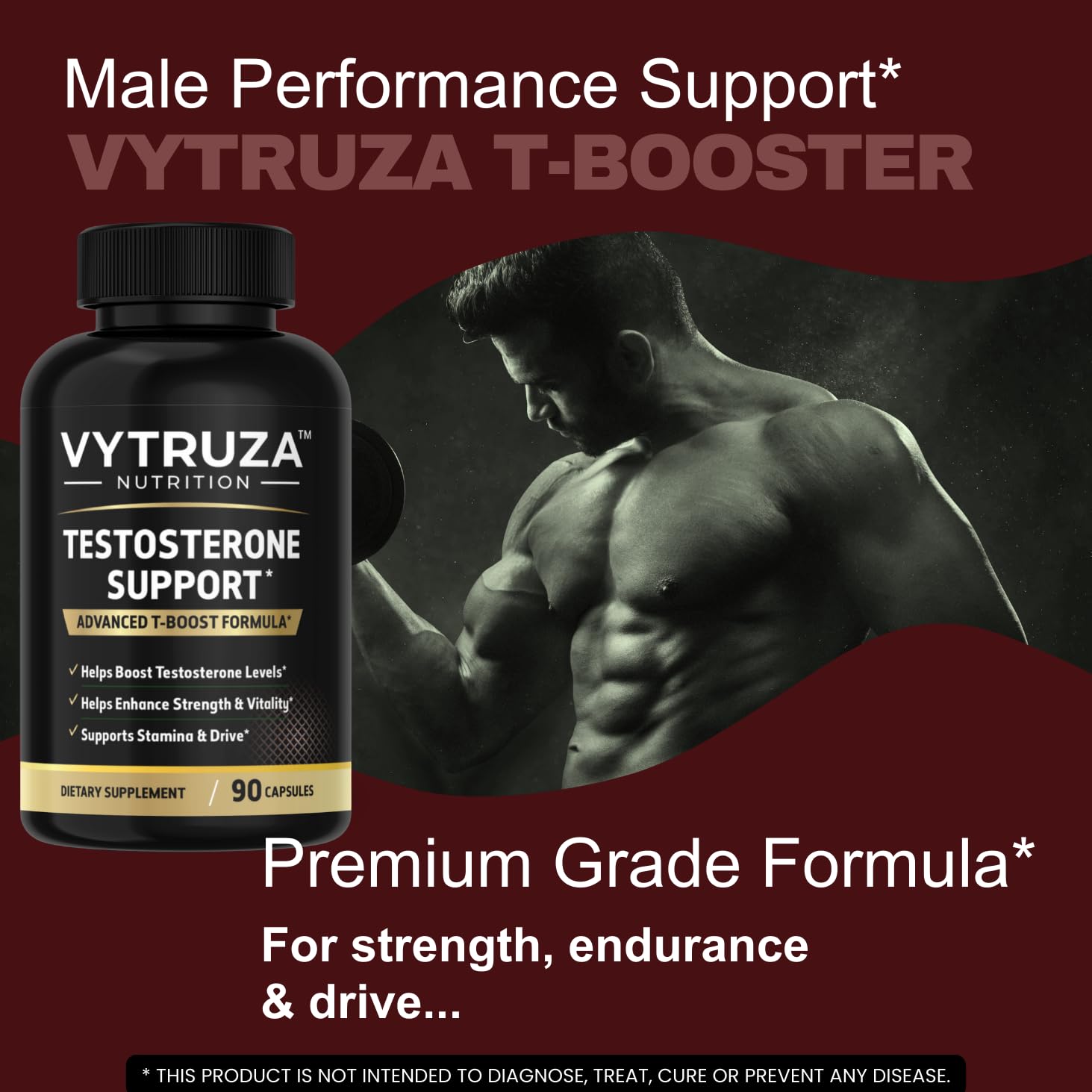 VYTRUZA Nutrition Advanced T-Boost Formula Test Support Capsules, Premium Ingredients, Energy, Strength Support Supplement for Men, 90 Capsules - TrustMedUSA