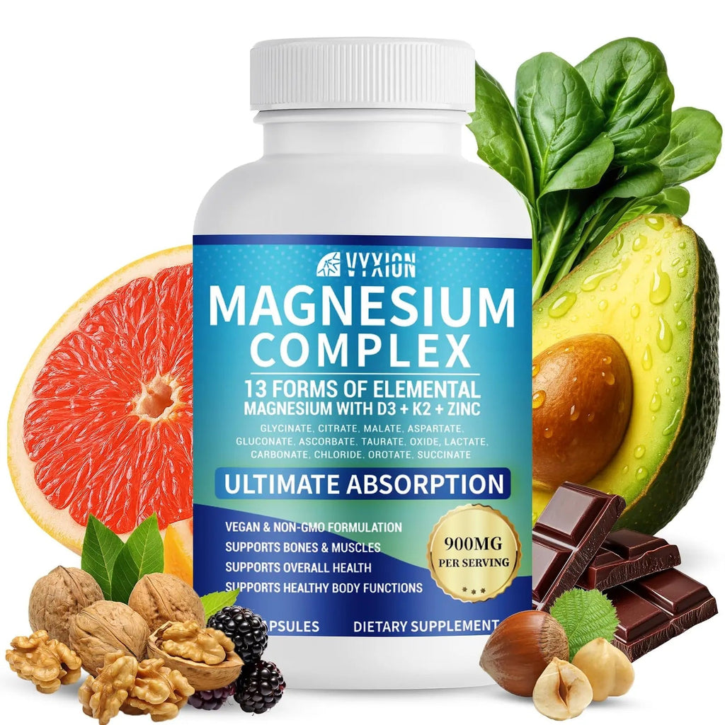 VYXION Magnesium Complex 900mg per Serving – High Absorption Magnesium Glycinate with Vitamin D3 K2 Zinc & B Vitamins – Sleep, Calm, Muscle & Nerve Support – 90 Capsules - TrustMedUSA