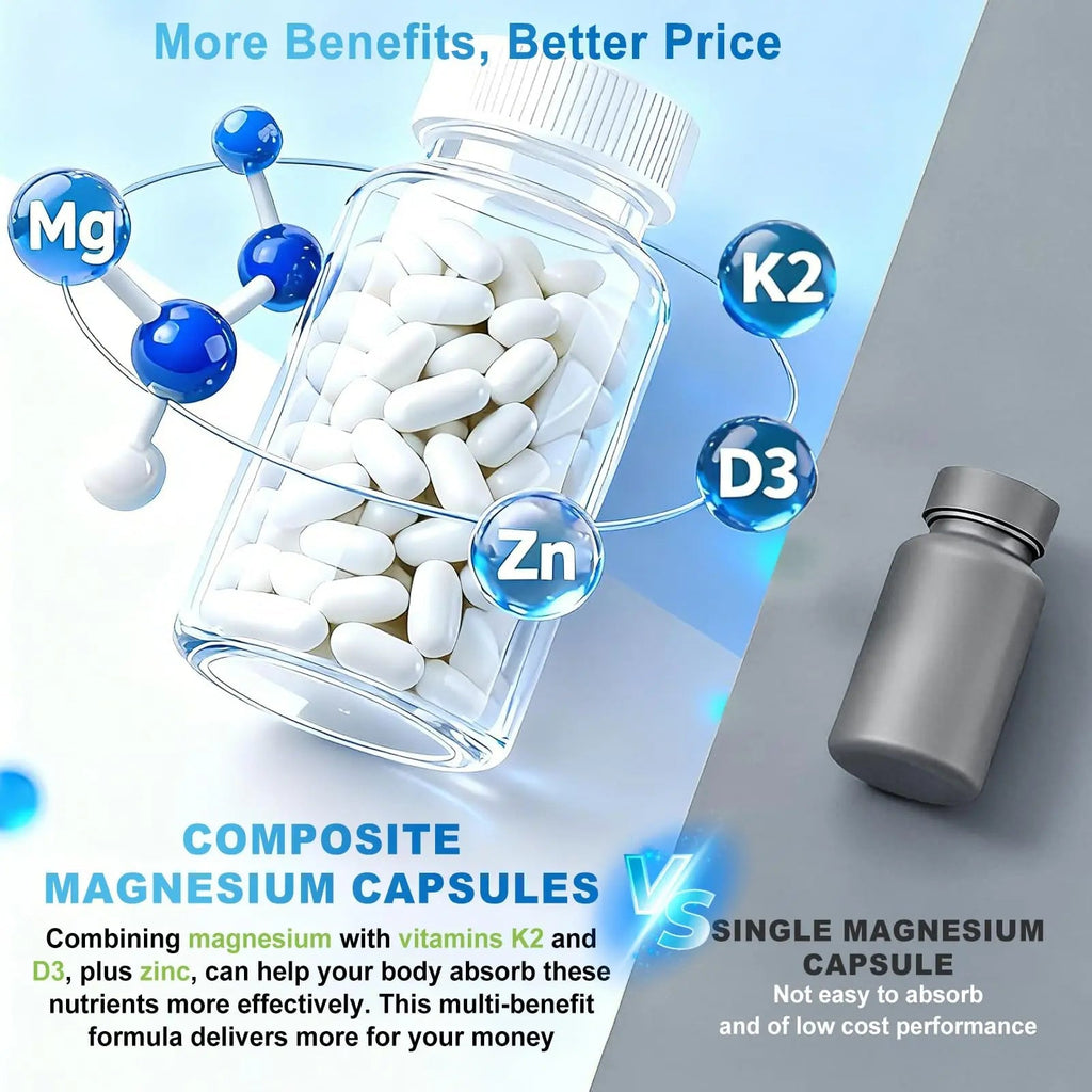 VYXION Magnesium Complex 900mg per Serving – High Absorption Magnesium Glycinate with Vitamin D3 K2 Zinc & B Vitamins – Sleep, Calm, Muscle & Nerve Support – 90 Capsules - TrustMedUSA