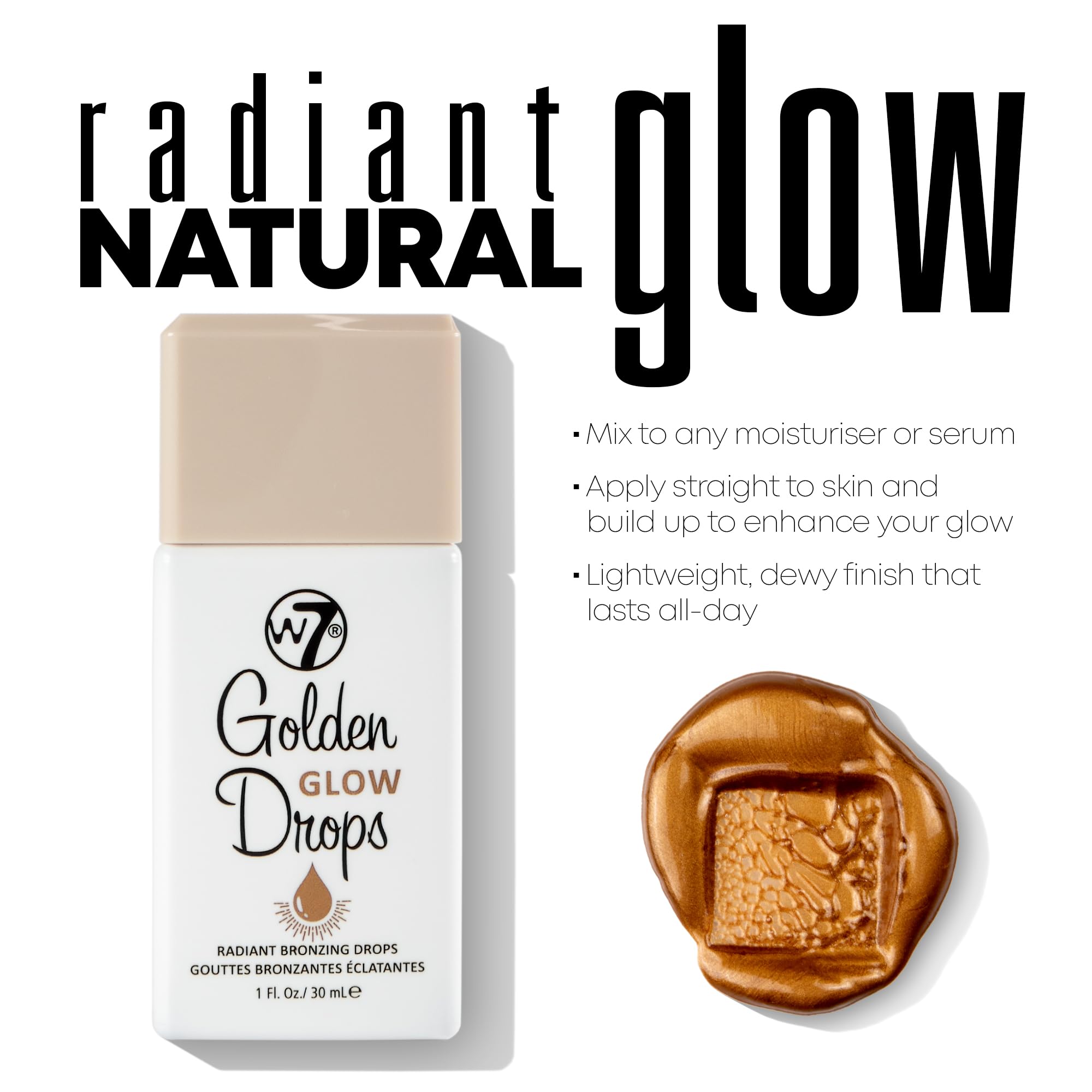 W7 Golden Glow Drops - Liquid Bronzing Drops For Flawless Skin & A Radiant Finish - TrustMedUSA