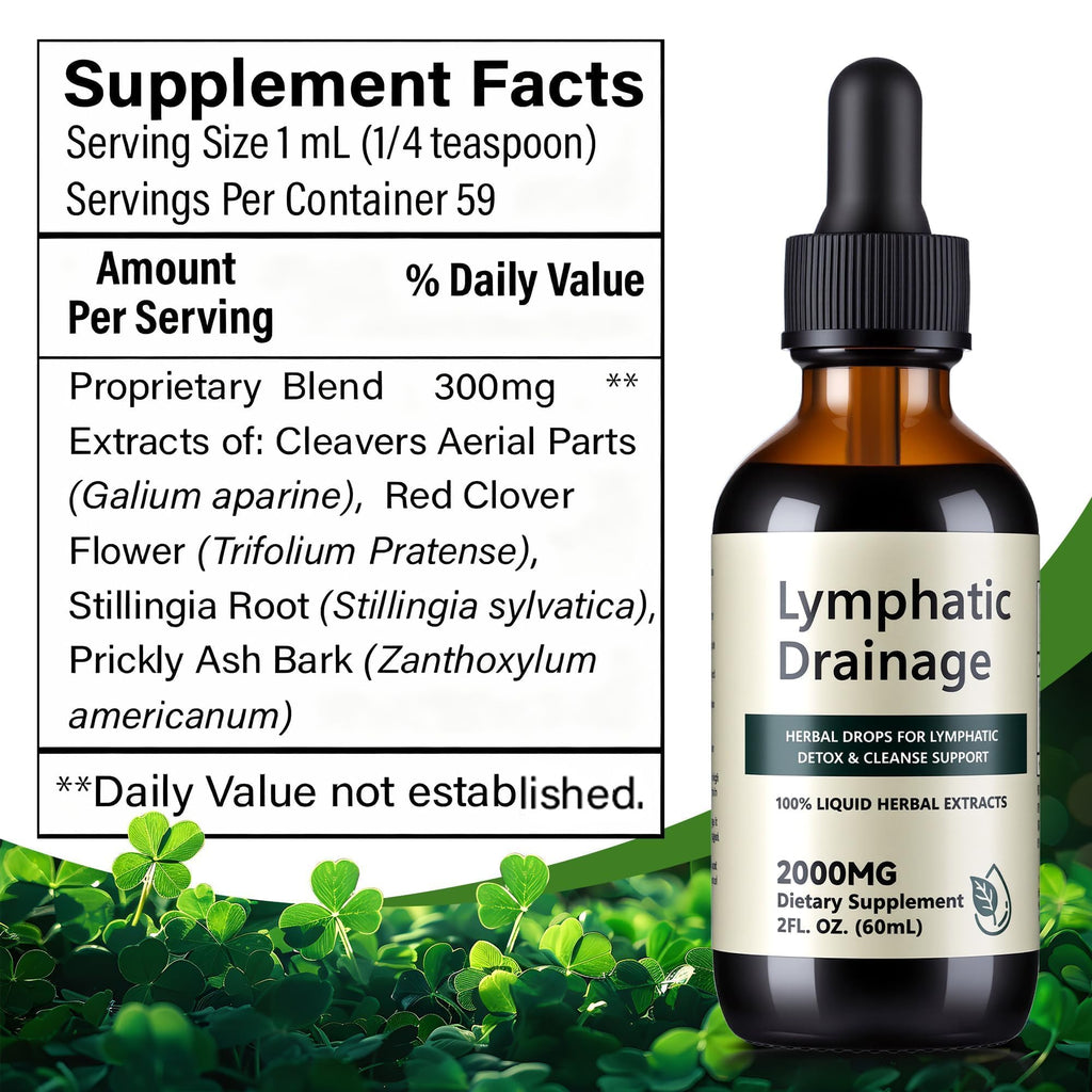 Wacipek Organic Lymphatic Drainage Drops, Lymphatic Drainage Supplement for Healthy Lymph Circulation, Reduce Bloating & Support Detox, Alcohol-Free Liquid Blend, 2 Fl Oz(60ml) - Maple Wellness Supplements