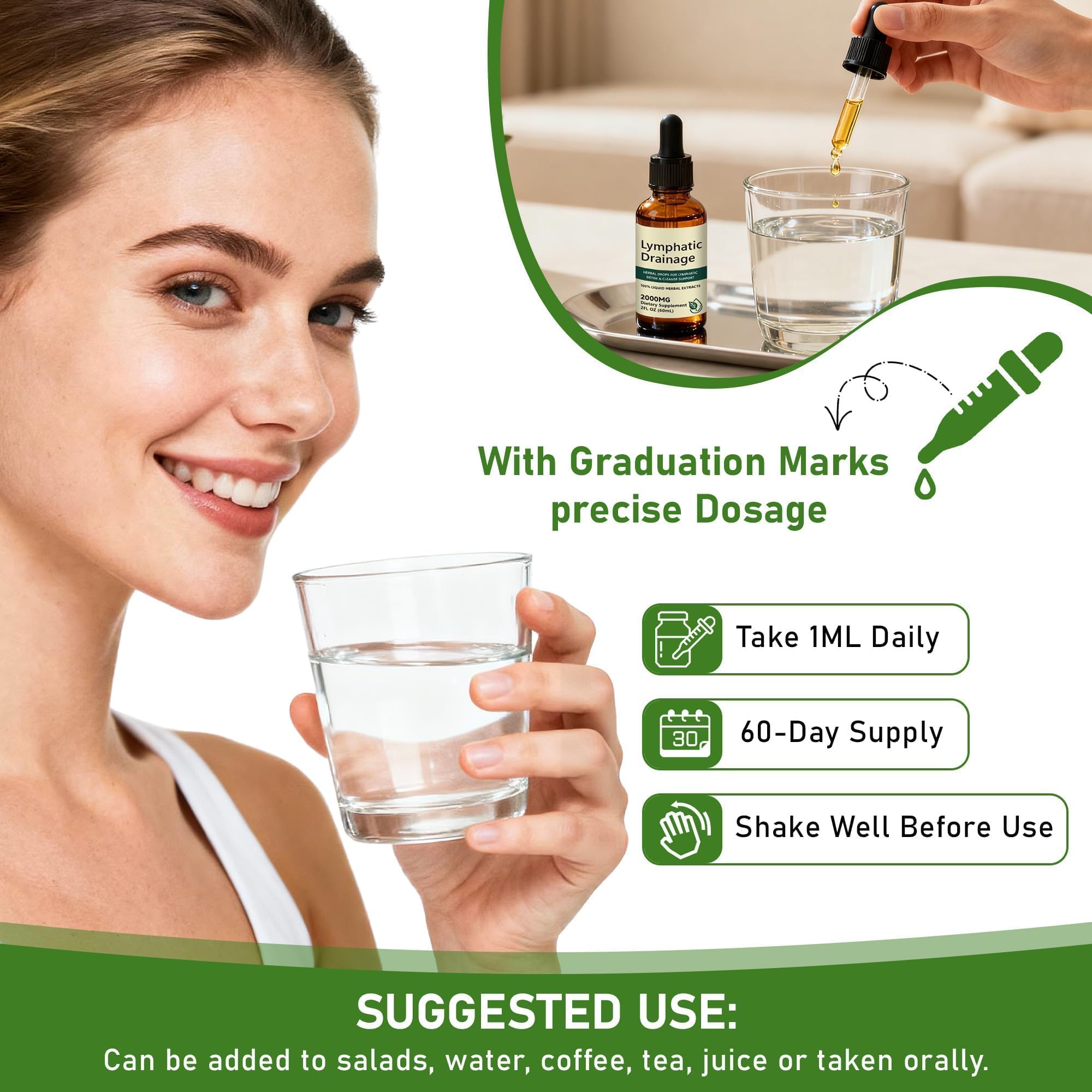 Wacipek Organic Lymphatic Drainage Drops, Lymphatic Drainage Supplement for Healthy Lymph Circulation, Reduce Bloating & Support Detox, Alcohol-Free Liquid Blend, 2 Fl Oz(60ml) - Maple Wellness Supplements