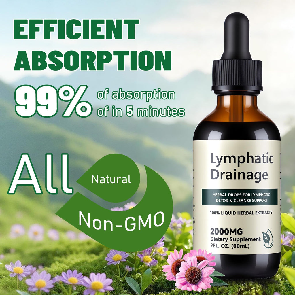 Wacipek Organic Lymphatic Drainage Drops, Lymphatic Drainage Supplement for Healthy Lymph Circulation, Reduce Bloating & Support Detox, Alcohol-Free Liquid Blend, 2 Fl Oz(60ml) - Maple Wellness Supplements