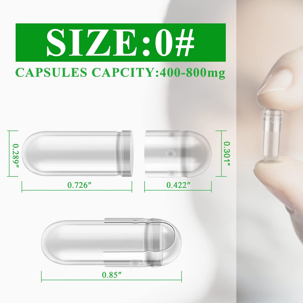 wananfu Size 0 Empty Capsules Vegetarian (100 Count) Bundle with Micro Lab Spoon, Clear Fillable Veggie Pill Capsules Size 0 for Making Your Own Supplements - TrustMedUSA