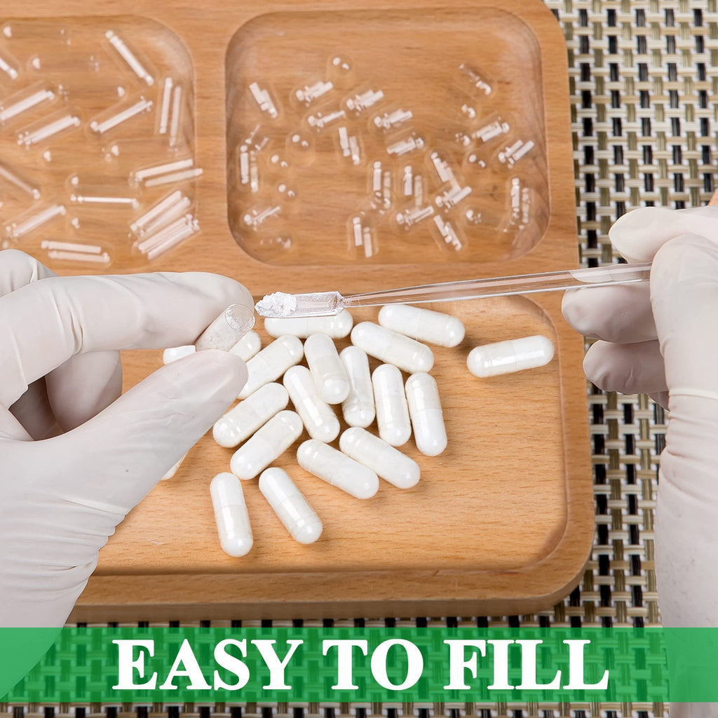 wananfu Size 0 Empty Capsules Vegetarian (100 Count) Bundle with Micro Lab Spoon, Clear Fillable Veggie Pill Capsules Size 0 for Making Your Own Supplements - TrustMedUSA