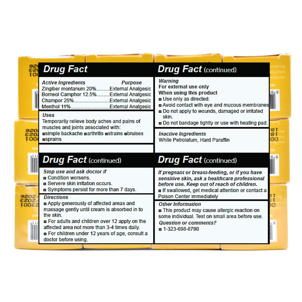 Wang Prom Herbal Balm 5gram Travel Package (Pack of 12) (Yellow) - TrustMedUSA
