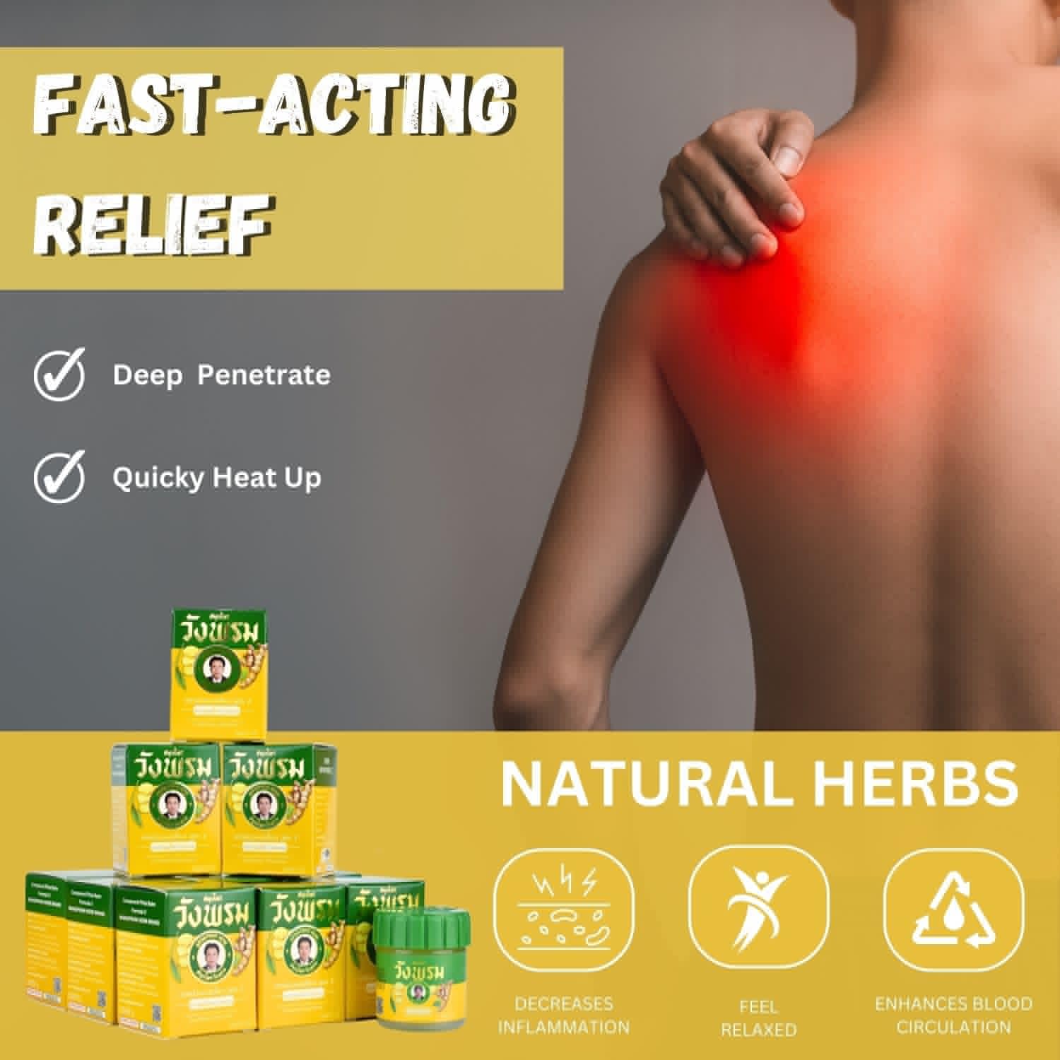 Wang Prom Herbal Balm 5gram Travel Package (Pack of 12) (Yellow) - TrustMedUSA