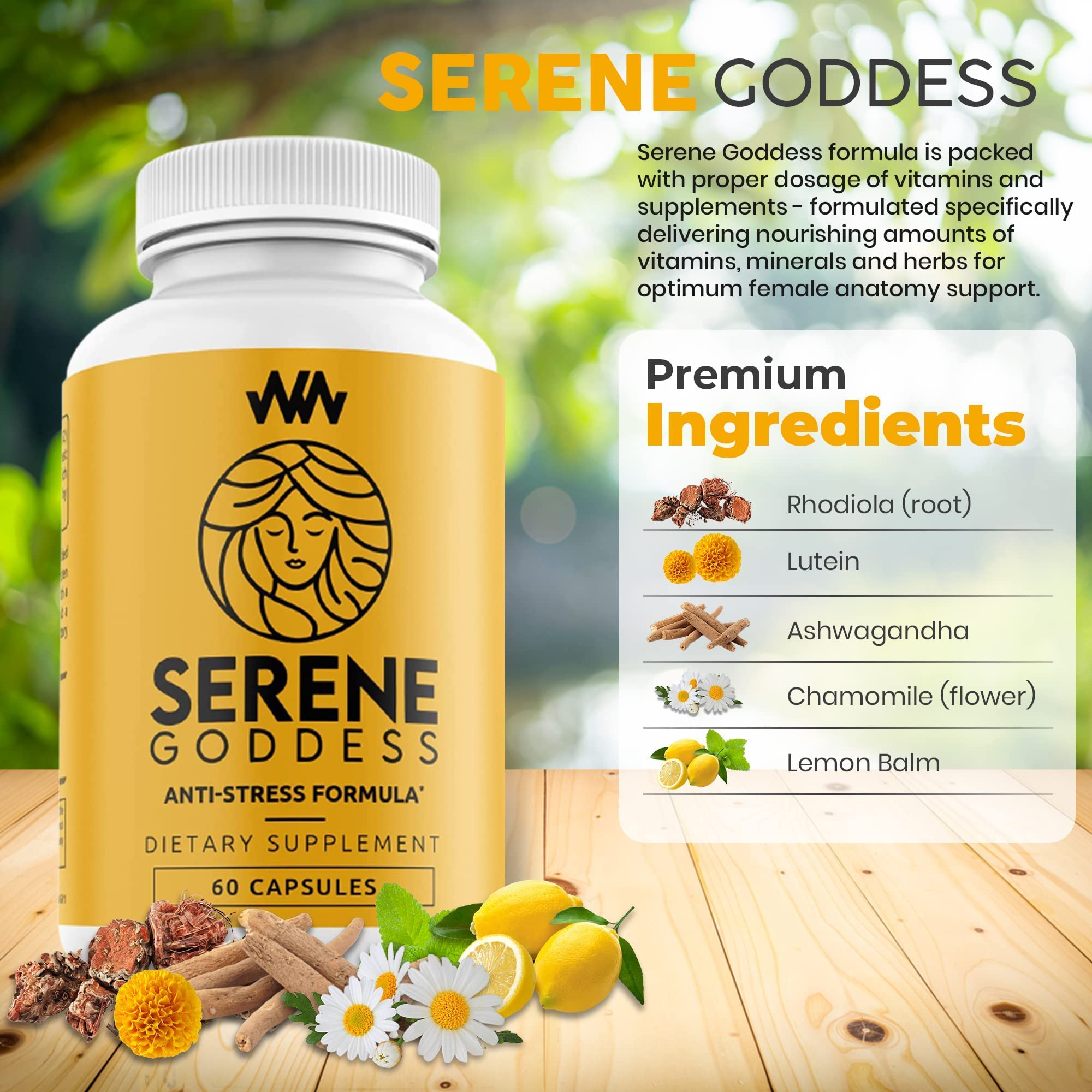 Warped Wellness Womens Supplement That Boosts Mood, Helps Relax The Mind & Body, Relieves Tension & Worries| Magnolia Bark for Female Specific Help| Serene Goddess | Vitamin Helps Boost Mood - TrustMedUSA