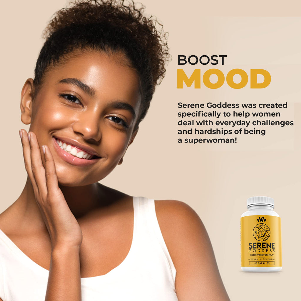Warped Wellness Womens Supplement That Boosts Mood, Helps Relax The Mind & Body, Relieves Tension & Worries| Magnolia Bark for Female Specific Help| Serene Goddess | Vitamin Helps Boost Mood - TrustMedUSA