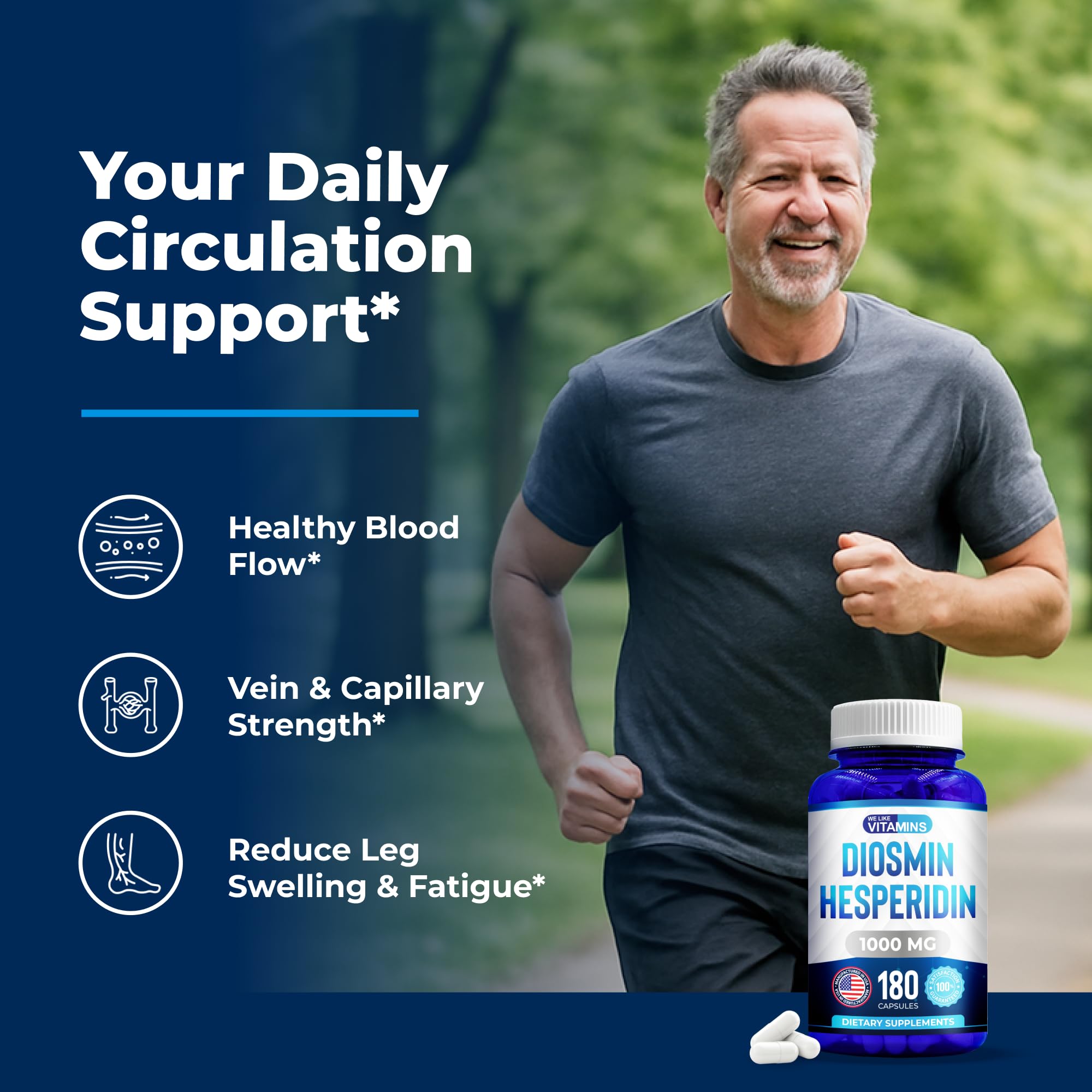 We Like Vitamins Diosmin Hesperidin 1000mg – 180 Capsules – 90 Day Supply - Diosmin and Hesperidin Supplement – Helps to Support Healthy Circulation, - TrustMedUSA