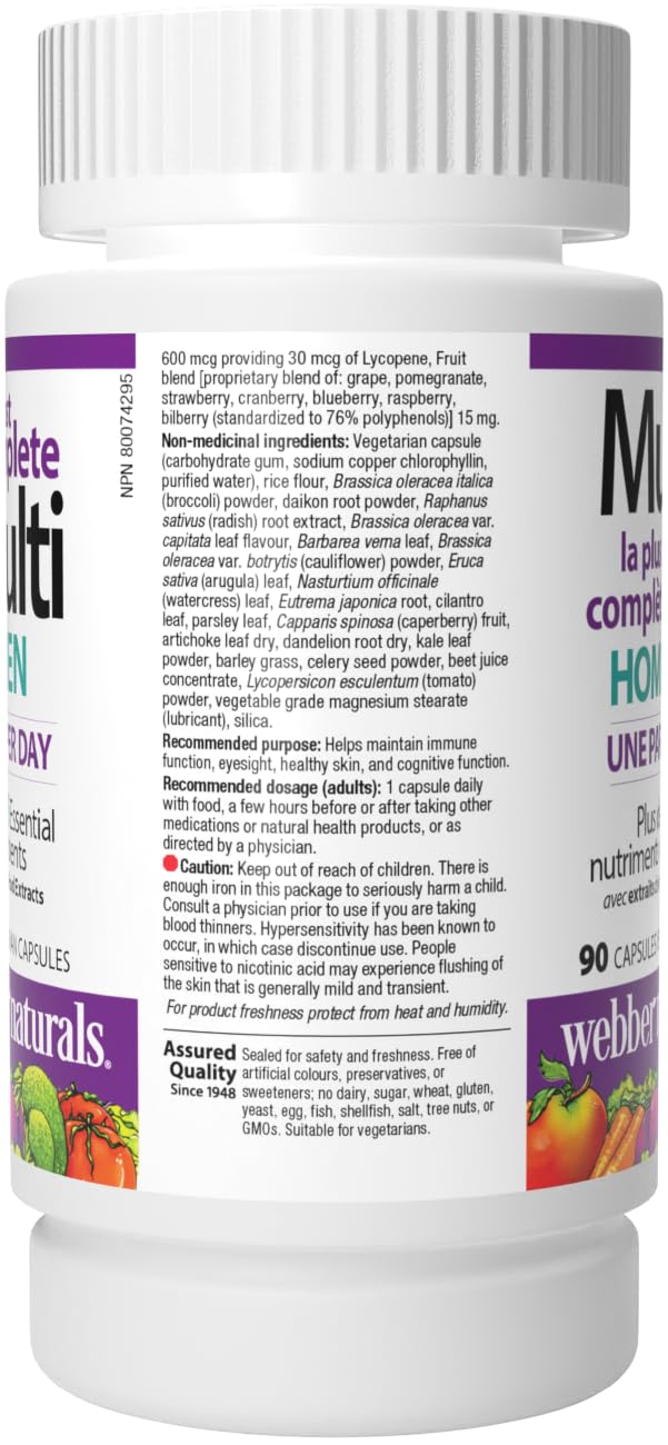 Webber Naturals Men's Most Complete Multi, 90 Vegetarian Capsules - TrustMedUSA