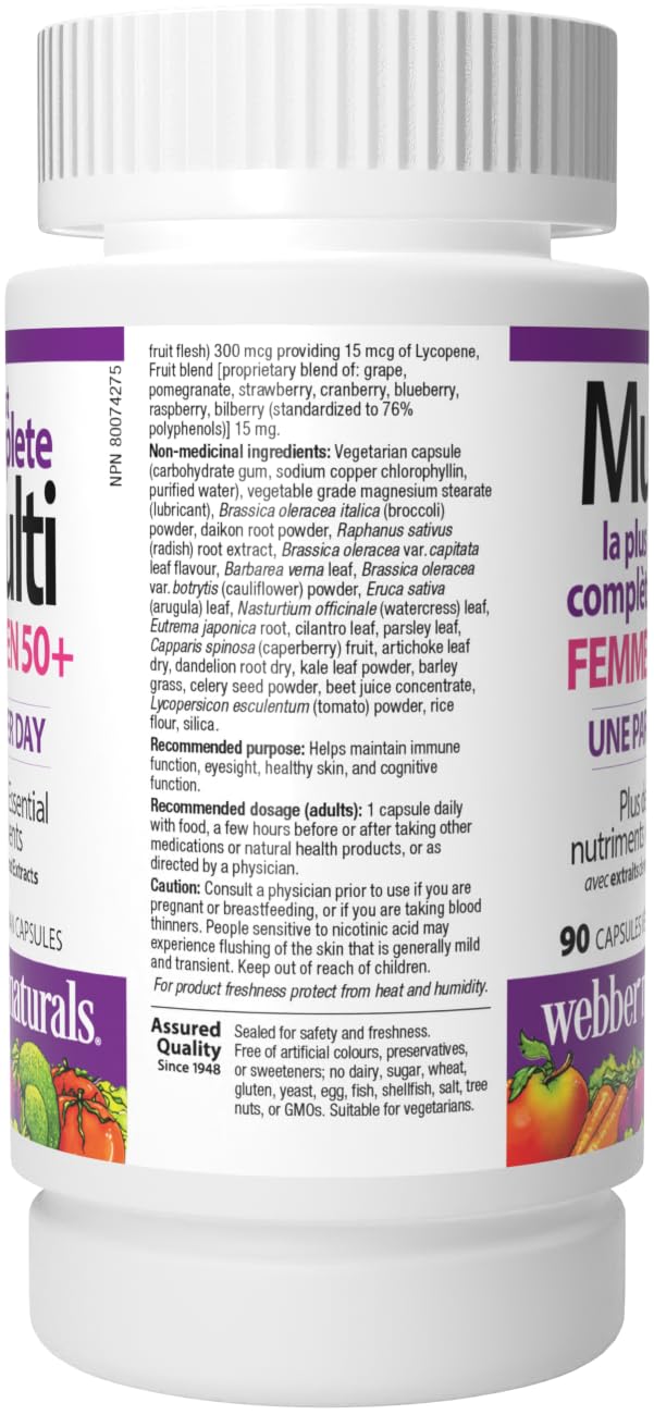 Webber Naturals Women's 50+ Most Complete Multi, 90 Vegetarian Capsules - TrustMedUSA