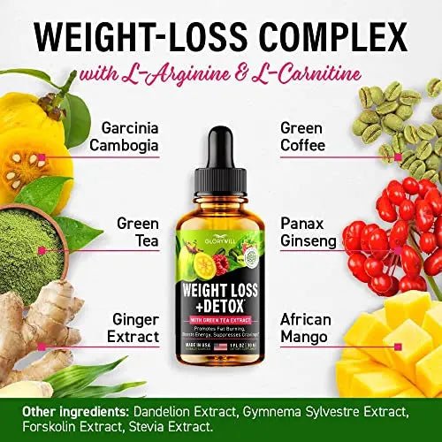 Weight Loss Drops Natural Detox Made in USA - Diet Drops for Fat Loss - Effective Appetite - TrustMedUSA
