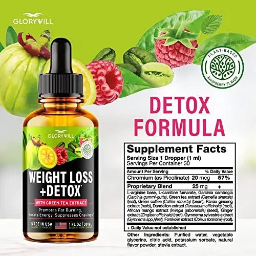 Weight Loss Drops Natural Detox Made in USA - Diet Drops for Fat Loss - Effective Appetite - TrustMedUSA