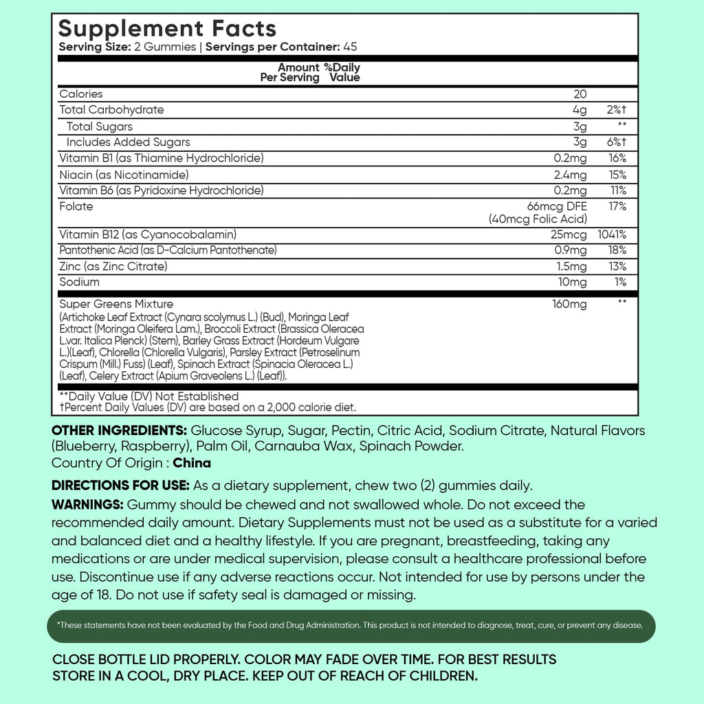 WeightWorld Super Greens Gummies - Energy, Immunity & Digestion - 45-Day Supply - Vegan Daily Greens Supplements (Moringa, Broccoli, Spinach) - Added Vitamins & Minerals - 90 Superfood Gummies - TrustMedUSA