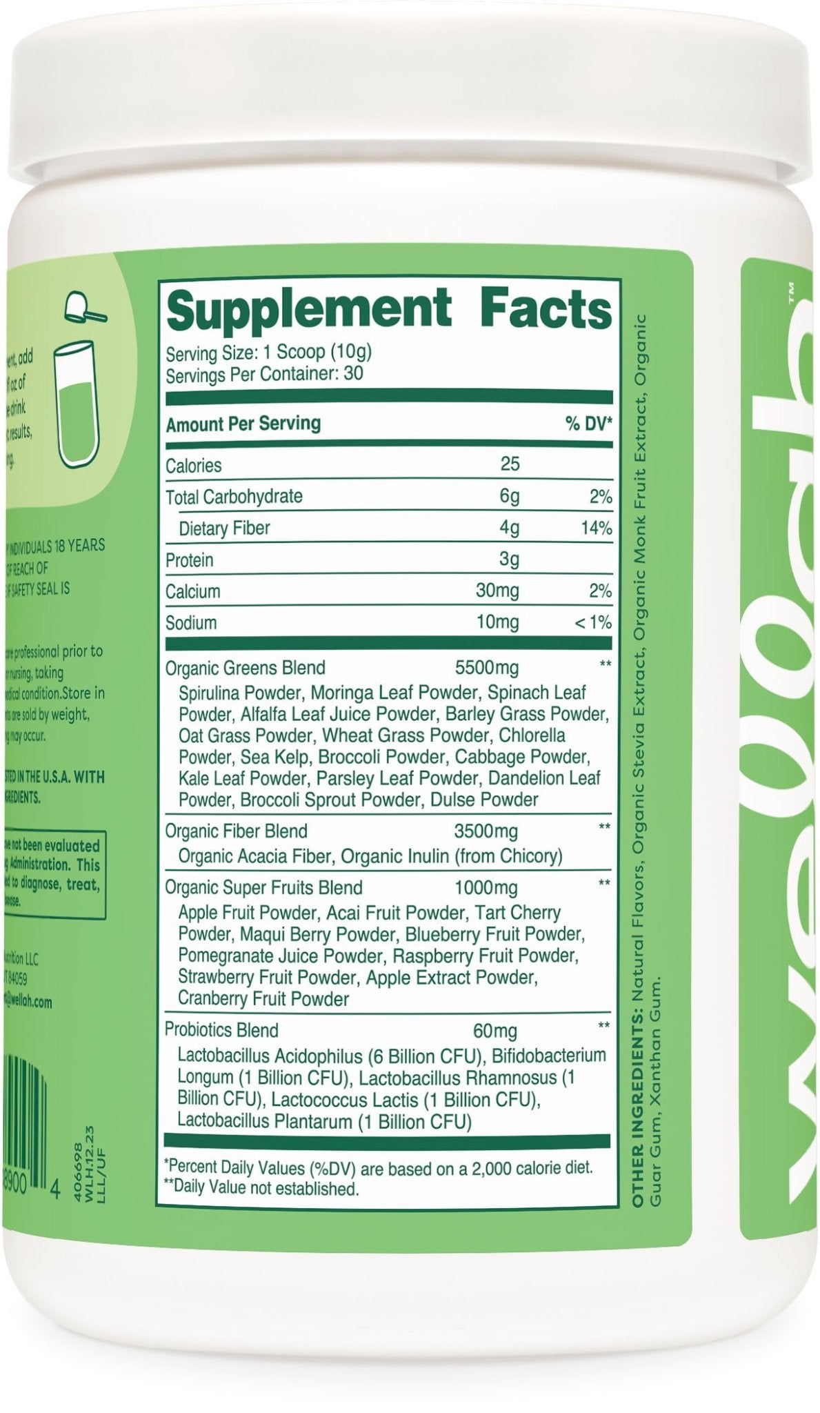 Wellah Leaf, Laugh, Love Super Greens Powder (Unflavored) 30 Servings - Superfood Supplement Drink Mix - TrustMedUSA