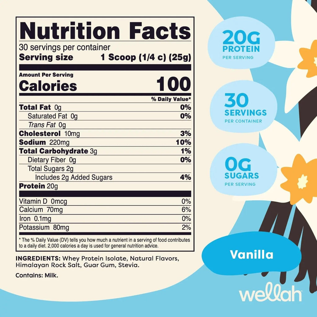 Wellah Your Whey (30 Servings, Vanilla) - Whey Protein Isolate Protein - TrustMedUSA