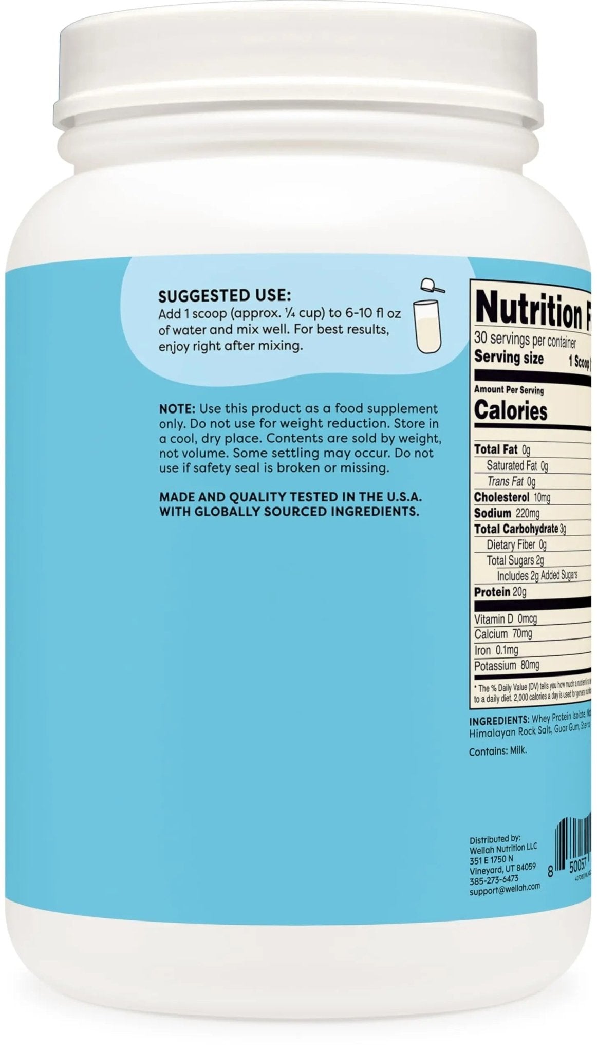 Wellah Your Whey (30 Servings, Vanilla) - Whey Protein Isolate Protein - TrustMedUSA