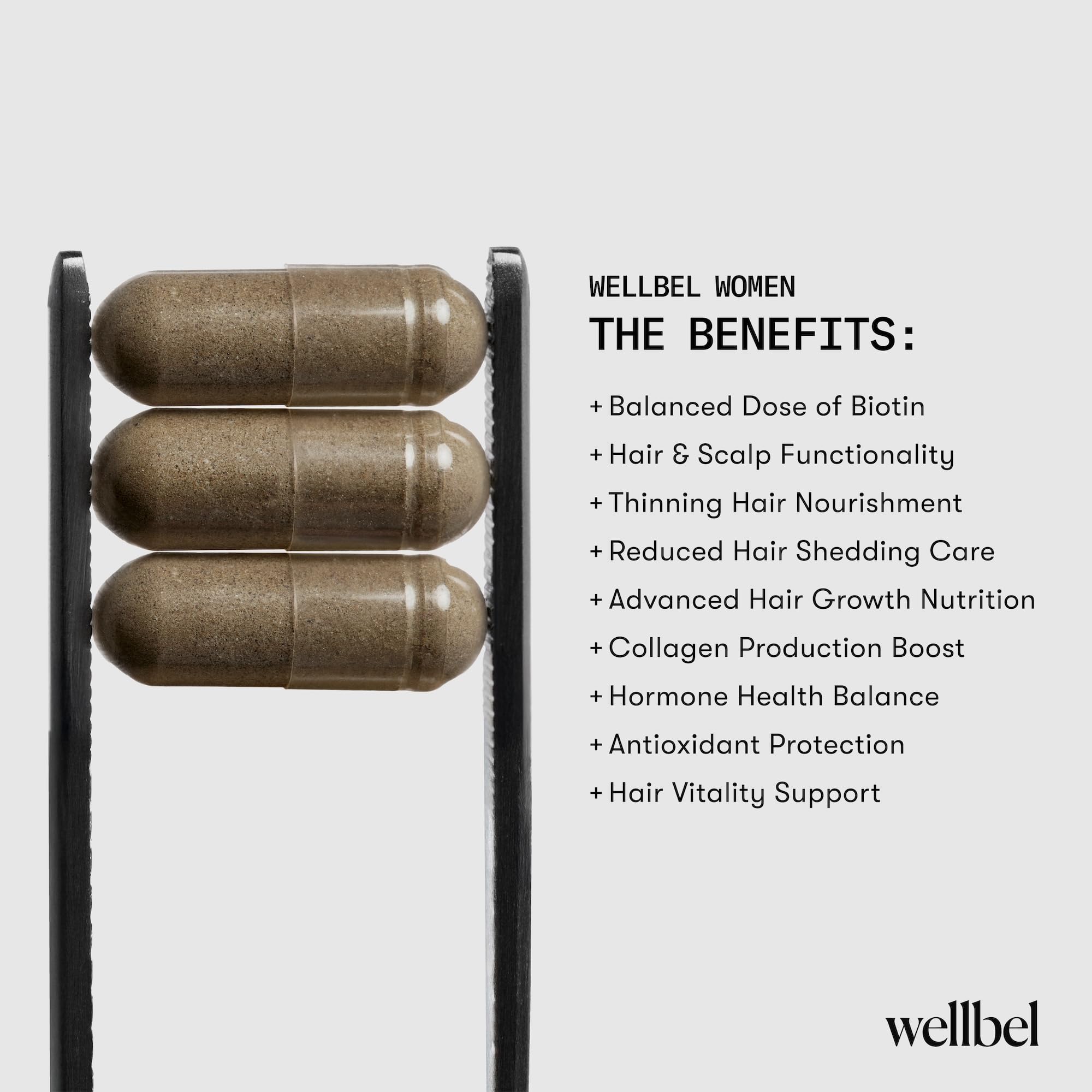 WELLBEL Women Clean Supplement for Hair, Skin, and Nails, Vegan, Gluten Free and Non GMO 90 Count - TrustMedUSA