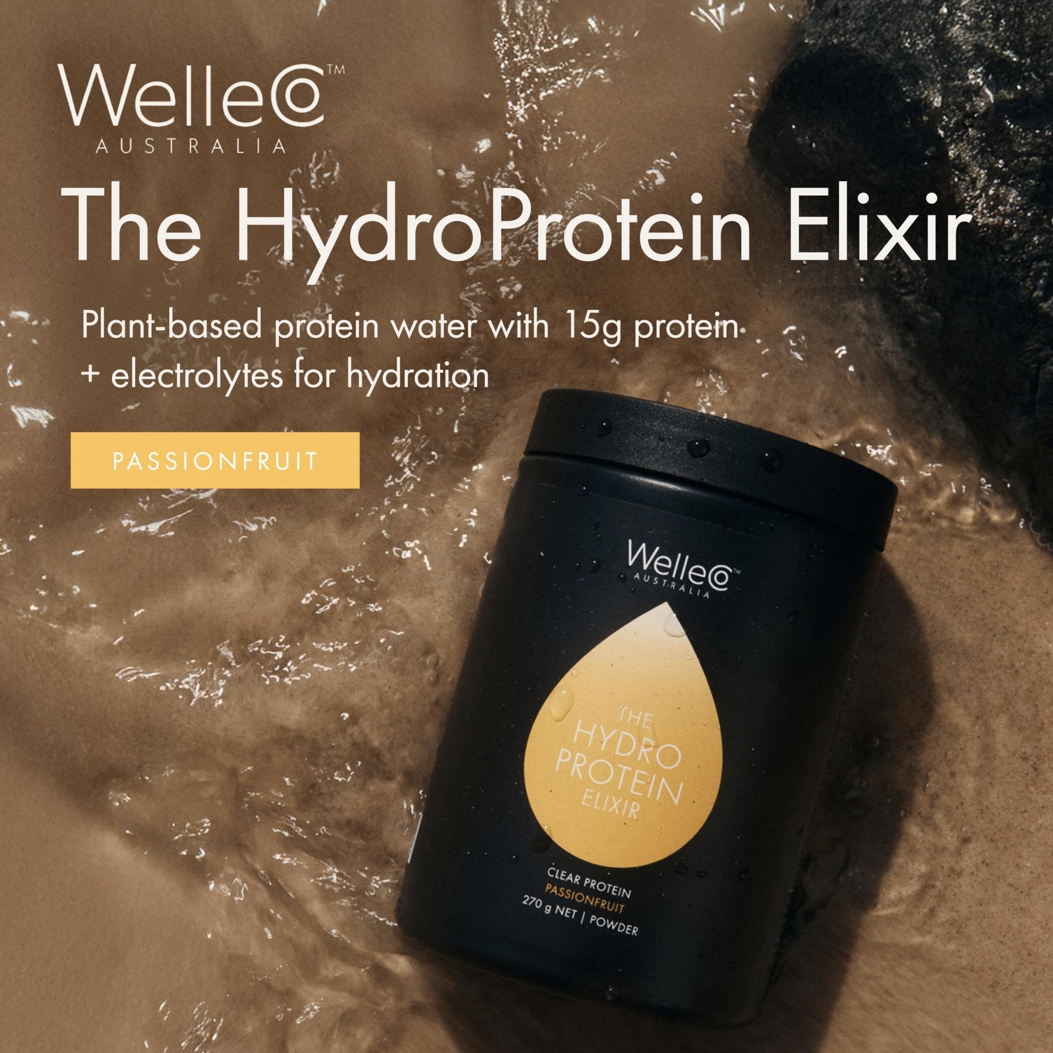 WelleCo HydroProtein Elixir, Potassium Electrolyte Powder with 15g Vegan Protein for Energy, Healthy Hair, Skin & Nails, Easy to Digest Powdered Electrolytes, Passionfruit, 9.5oz Jar - TrustMedUSA
