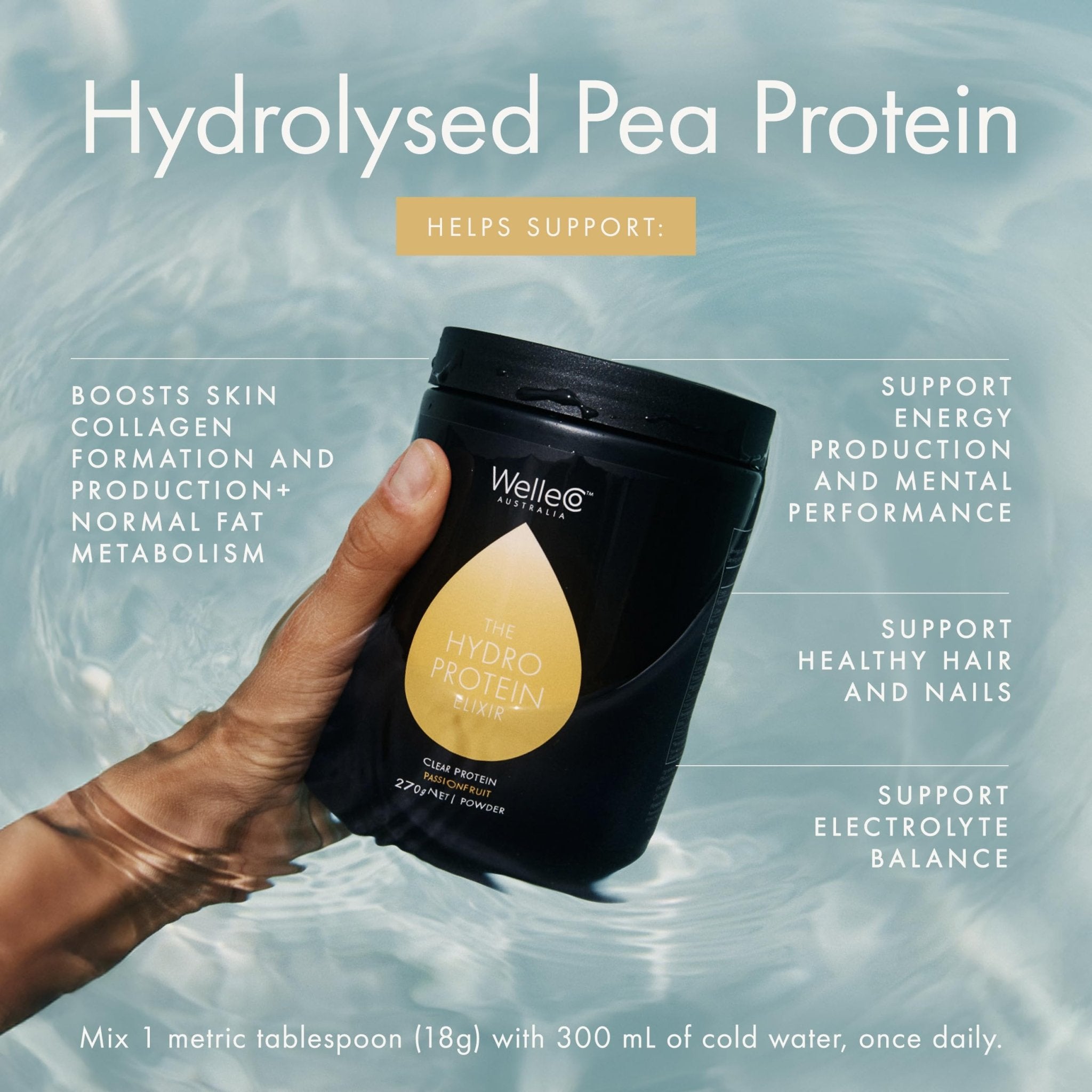 WelleCo HydroProtein Elixir, Potassium Electrolyte Powder with 15g Vegan Protein for Energy, Healthy Hair, Skin & Nails, Easy to Digest Powdered Electrolytes, Passionfruit, 9.5oz Jar - TrustMedUSA
