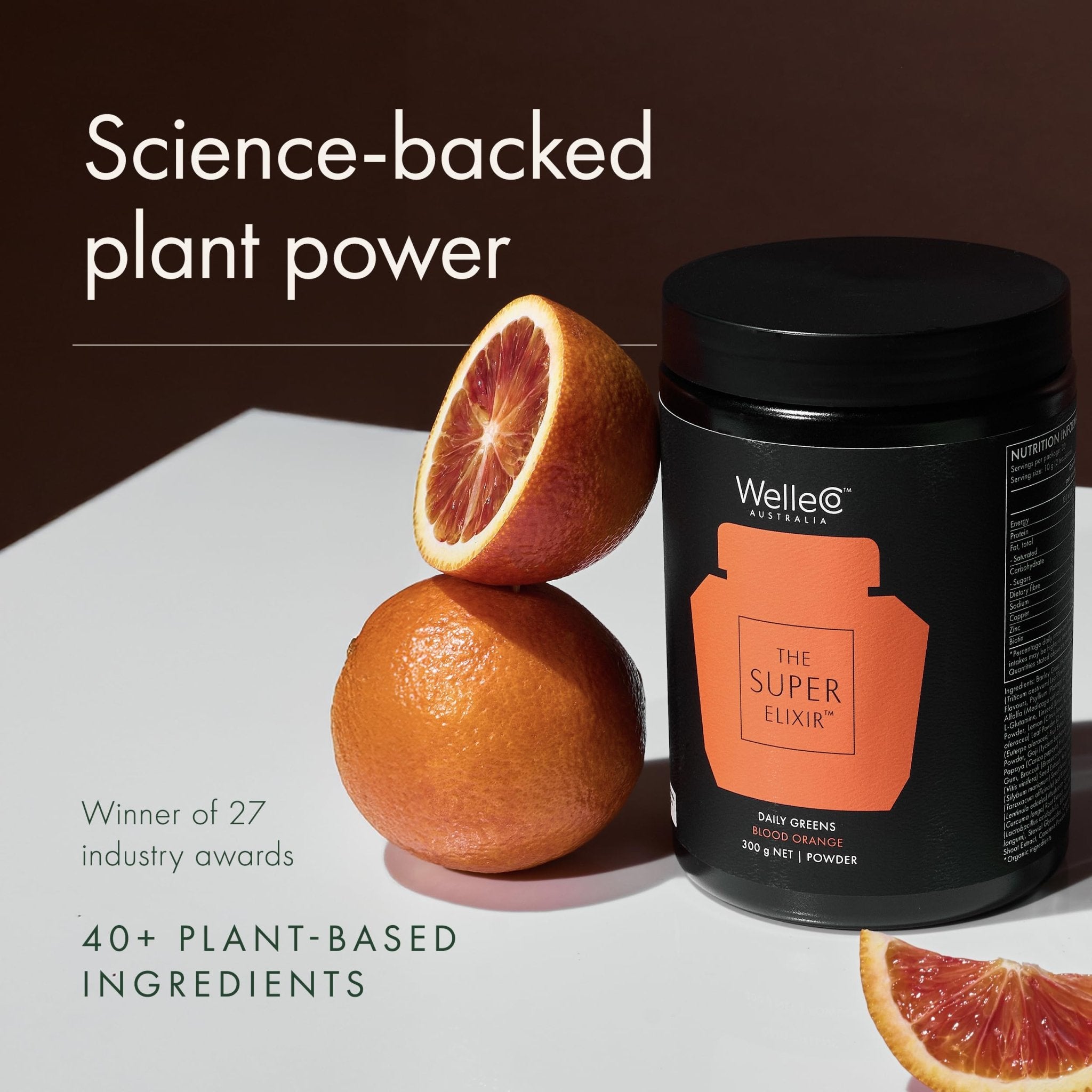 WelleCo The Super Elixir Daily Greens Powder, Probiotic Drink Mix with Whole Foods, Gluten Free, Vegan Gut Health Powder, Energy, Immunity, Healthy Skin, Hair & Nails (Jar, Blood Orange) - TrustMedUSA
