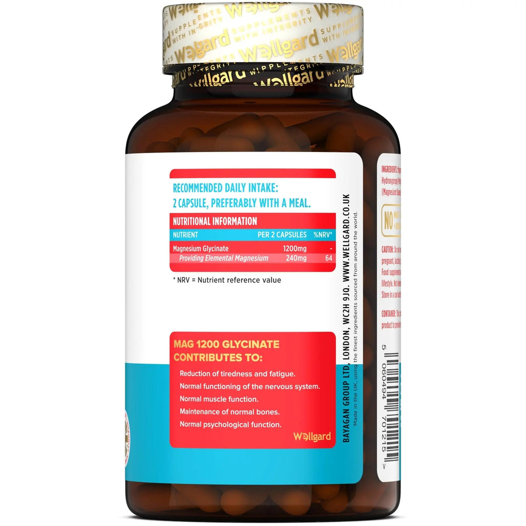 Wellgard Magnesium Glycinate, Mag 1200, High Strength Magnesium Bisglycinate - TrustMedUSA