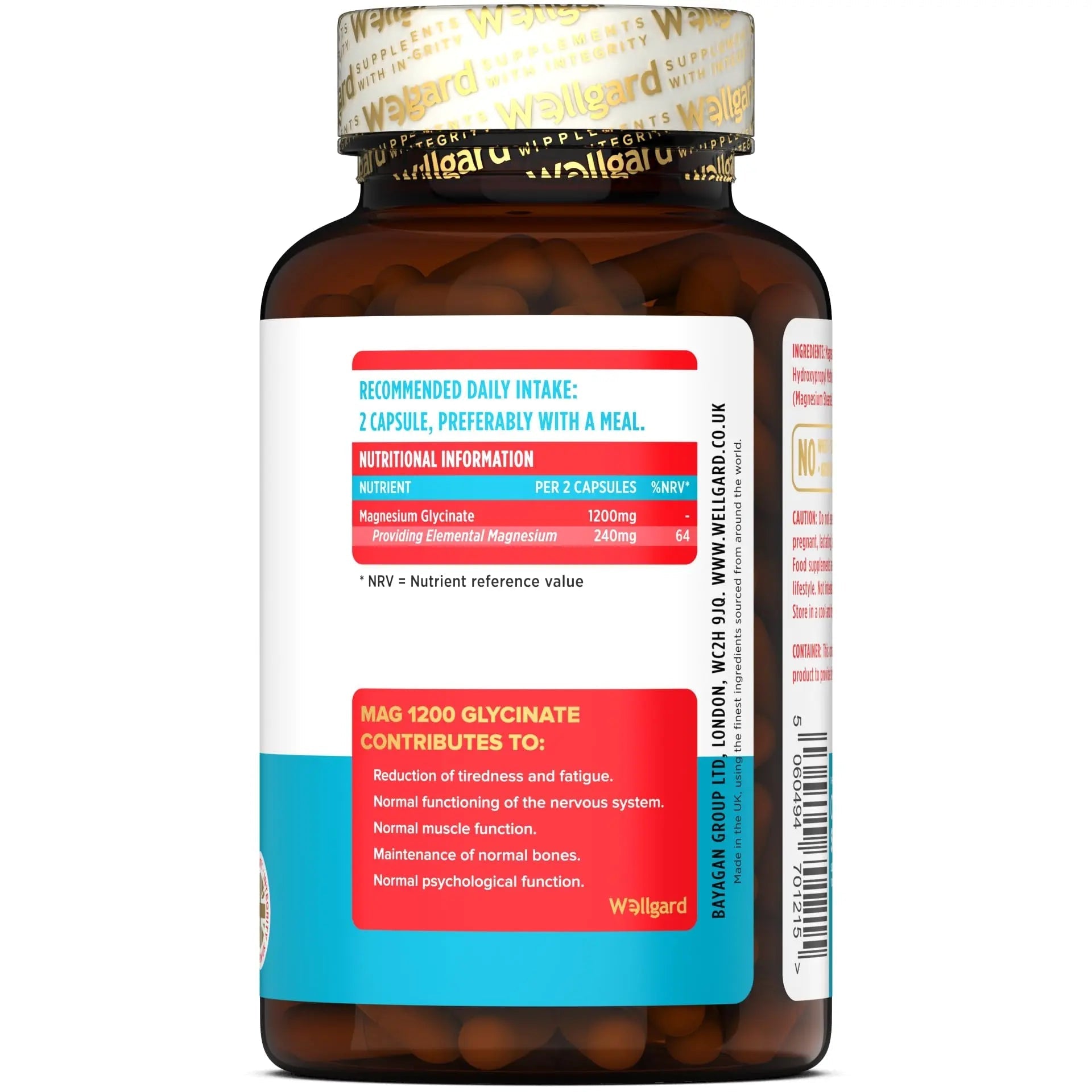 Wellgard Magnesium Glycinate, Mag 1200, High Strength Magnesium Bisglycinate - TrustMedUSA